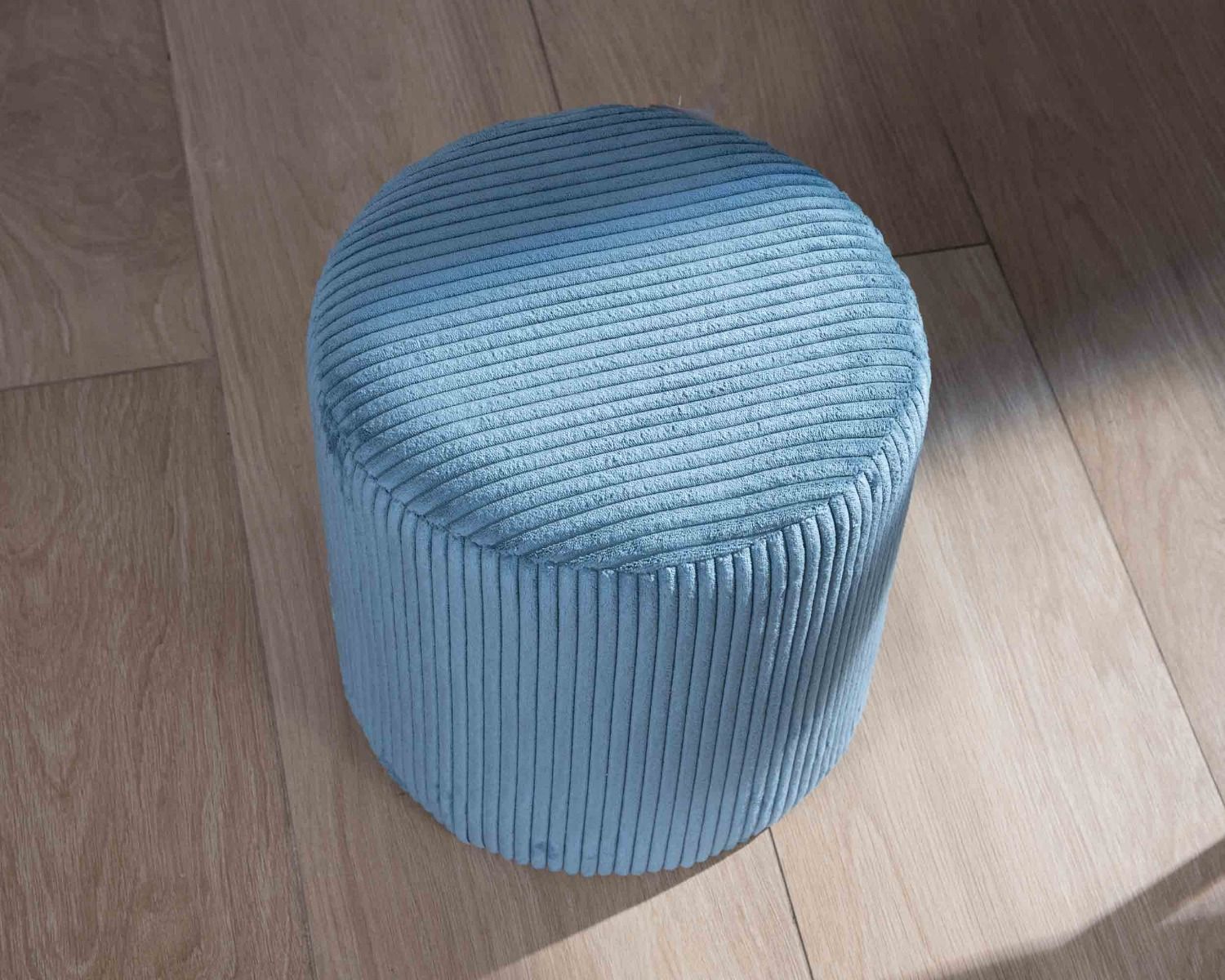 Lot de 2 poufs bleu pétrole en velours côtelé "Snaw" diamètre 35 cm