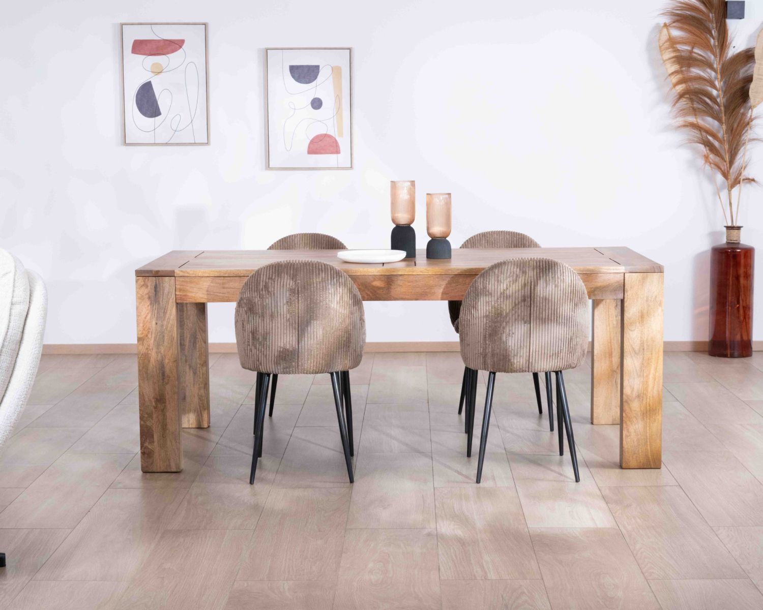 Table de repas extensible 200 à 290 cm "Jappy" en manguier foncé