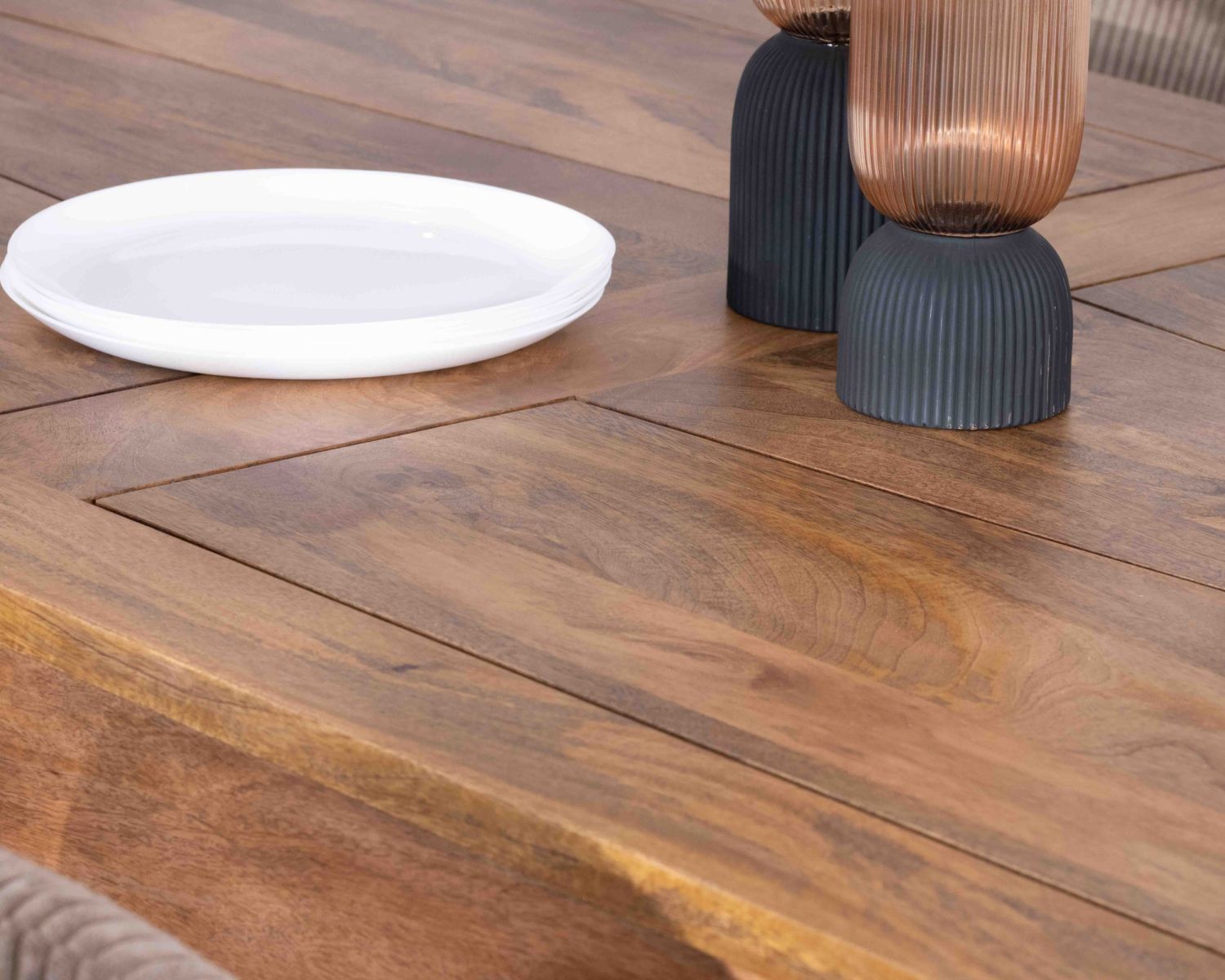 Table de repas extensible en manguier foncé "Jappy" 160 à 250 cm