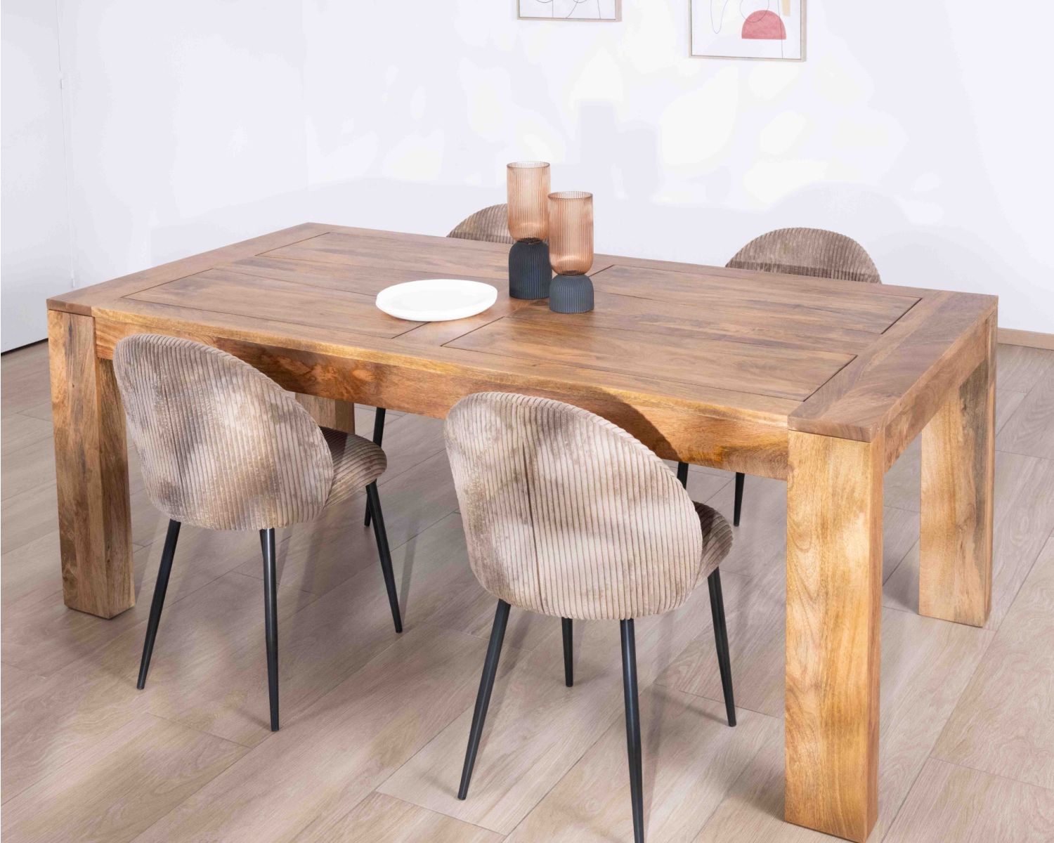 Table de repas extensible en manguier foncé "Jappy" 160 à 250 cm