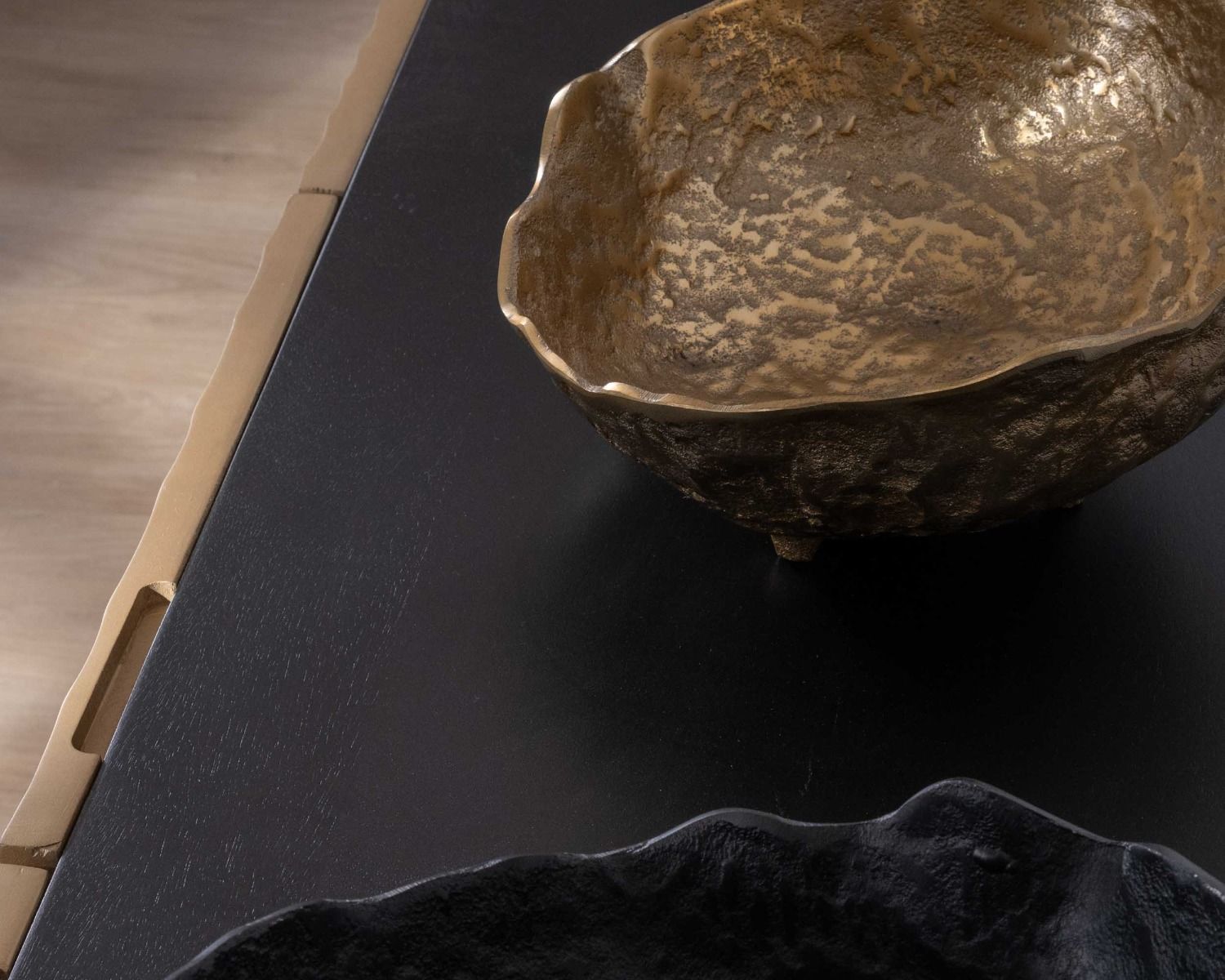 Enfilade 4 portes dorée et noire "Pop Vintage" métal et bois massif