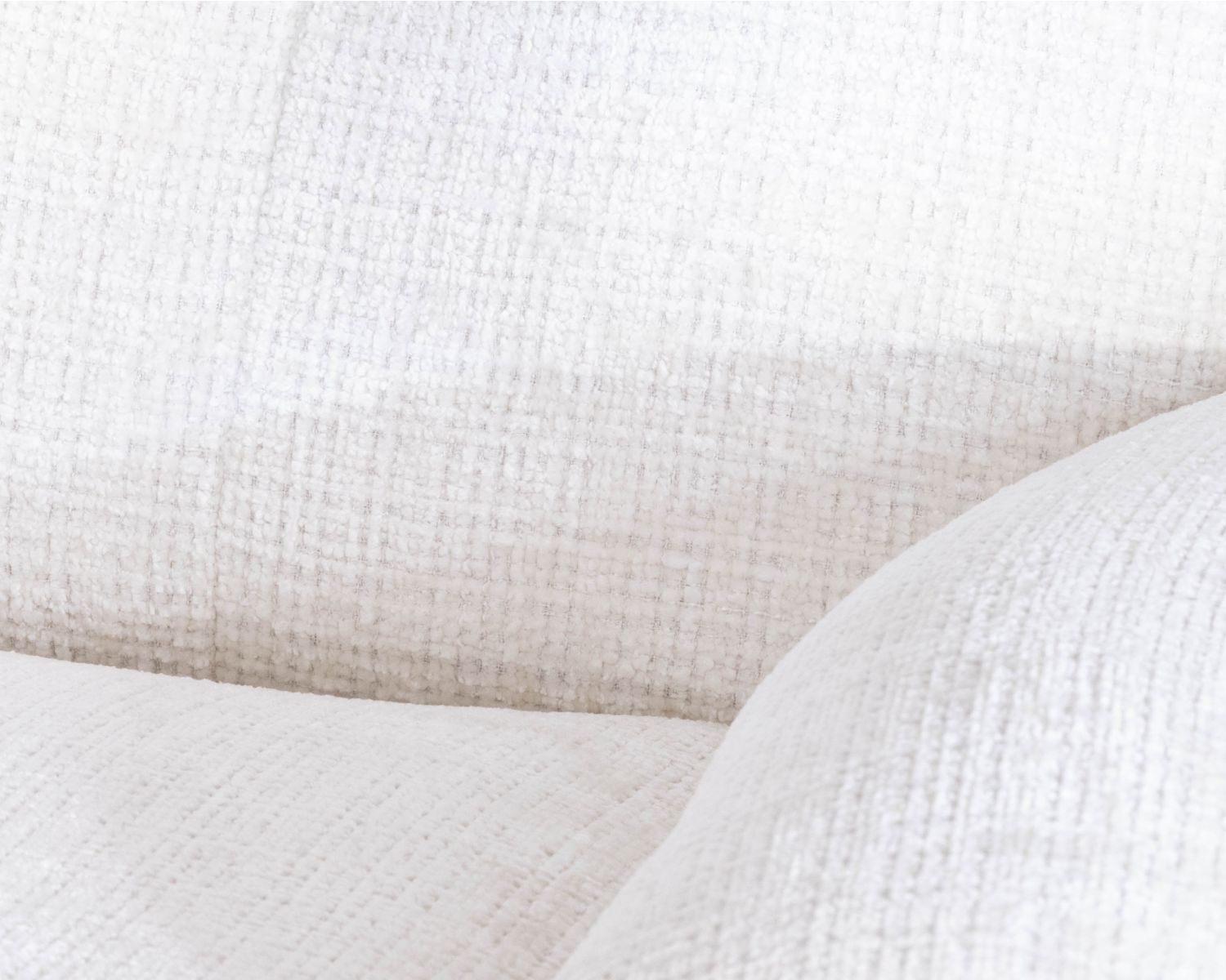 Fauteuil vintage avec pouf en tissu blanc ultra doux "Branson"