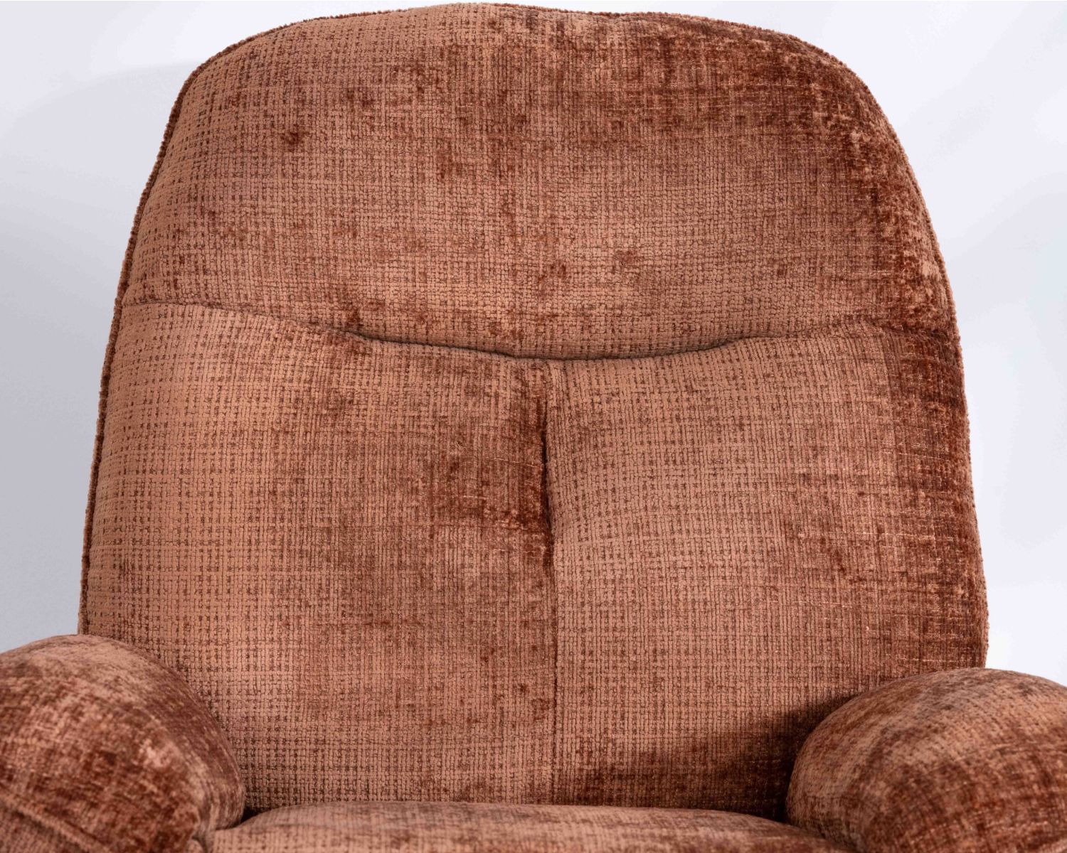 Fauteuil de relaxation avec pouf en tissu doux terracotta "Branson" pivotant 360°