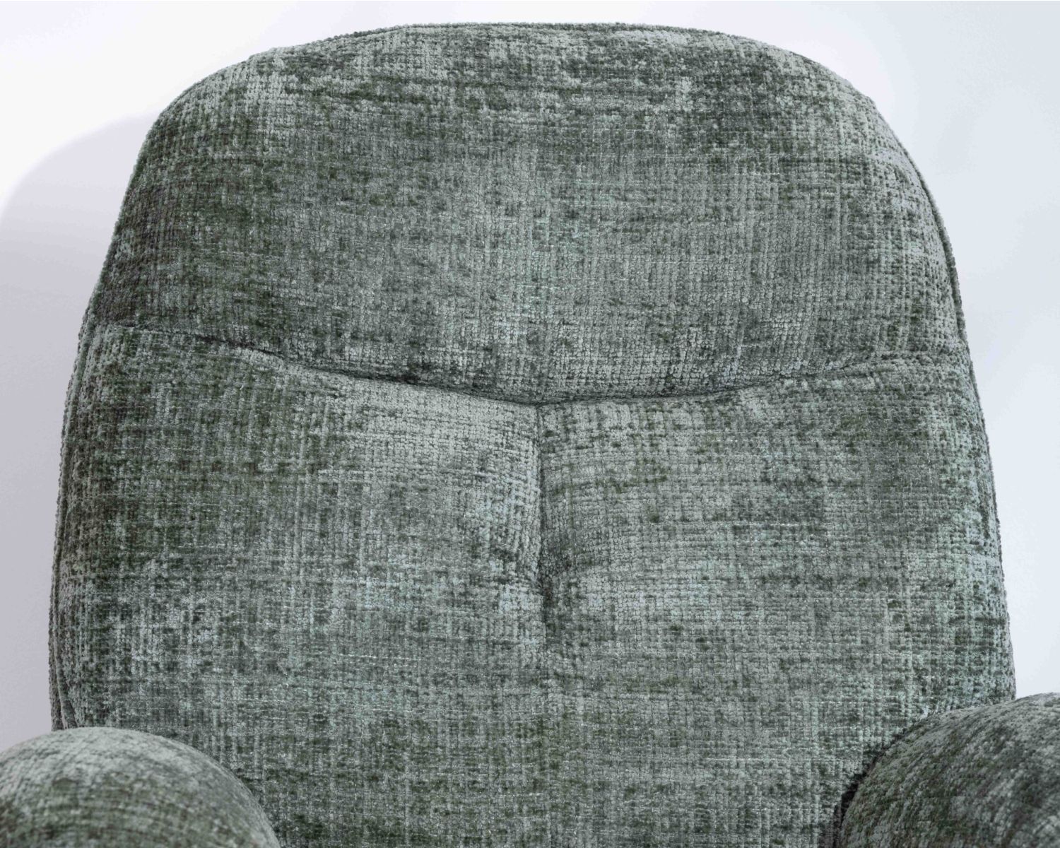 Fauteuil rotatif design rétro en tissu soyeux vert sauge "Branson" avec pouf