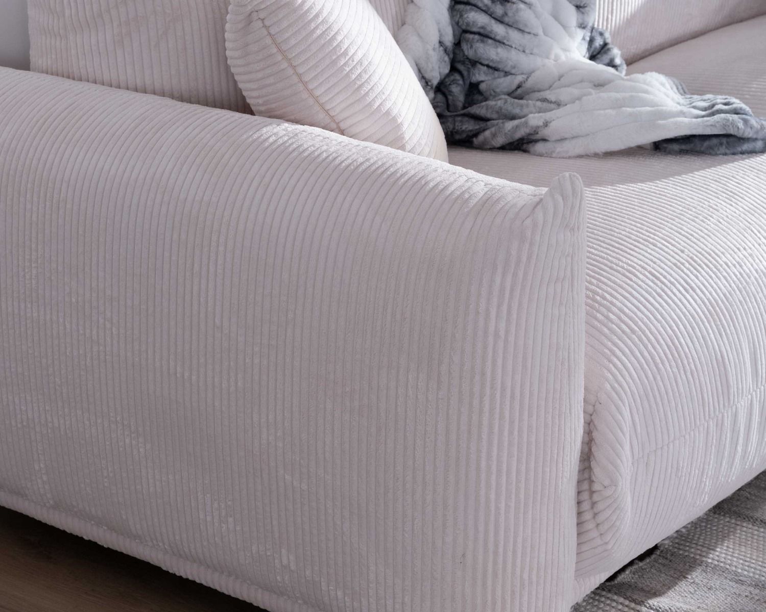 Canapé rétro 3 places en velours blanc "Moon"