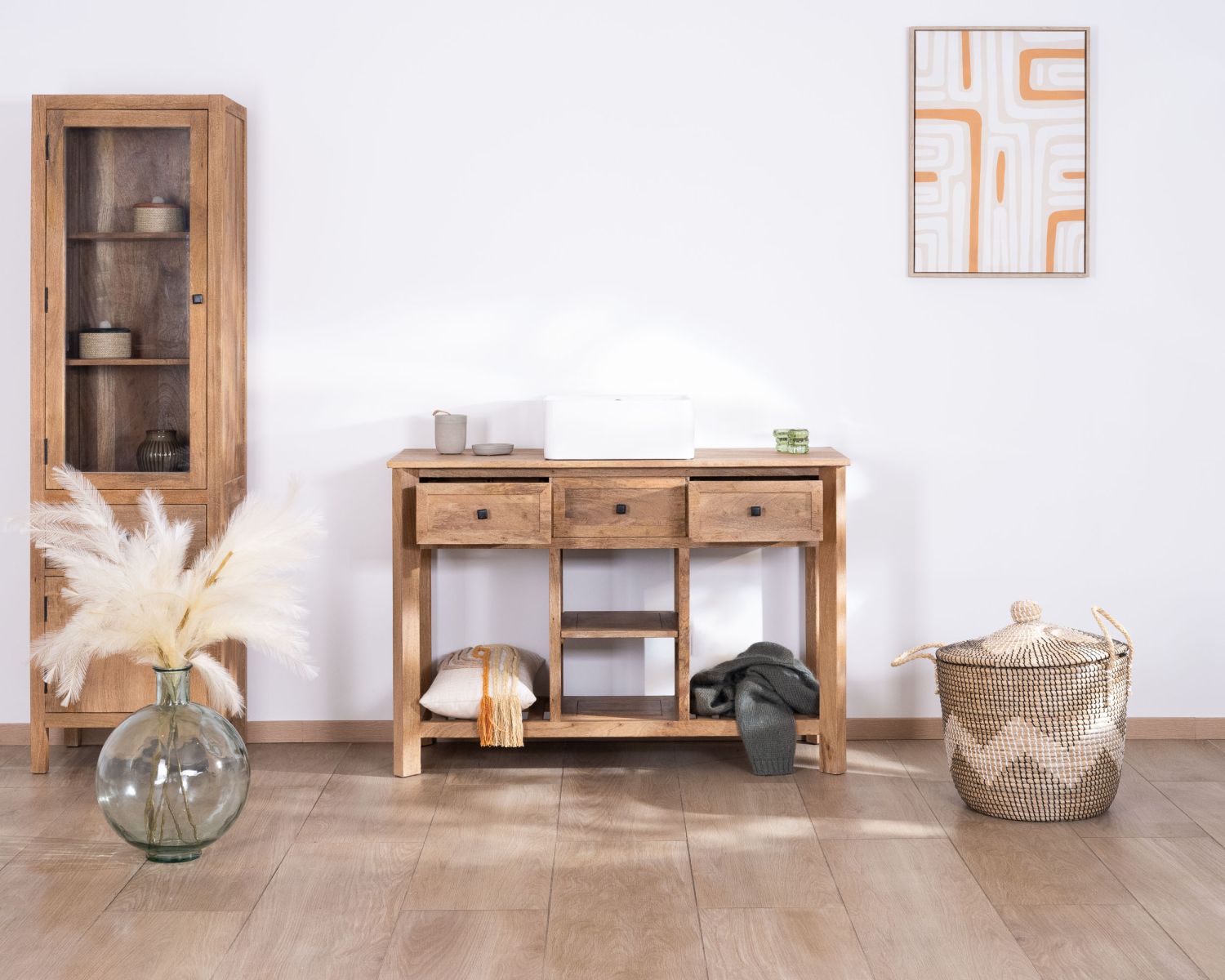 Meuble avec vasque simple à poser 120 cm "Maestro" en manguier