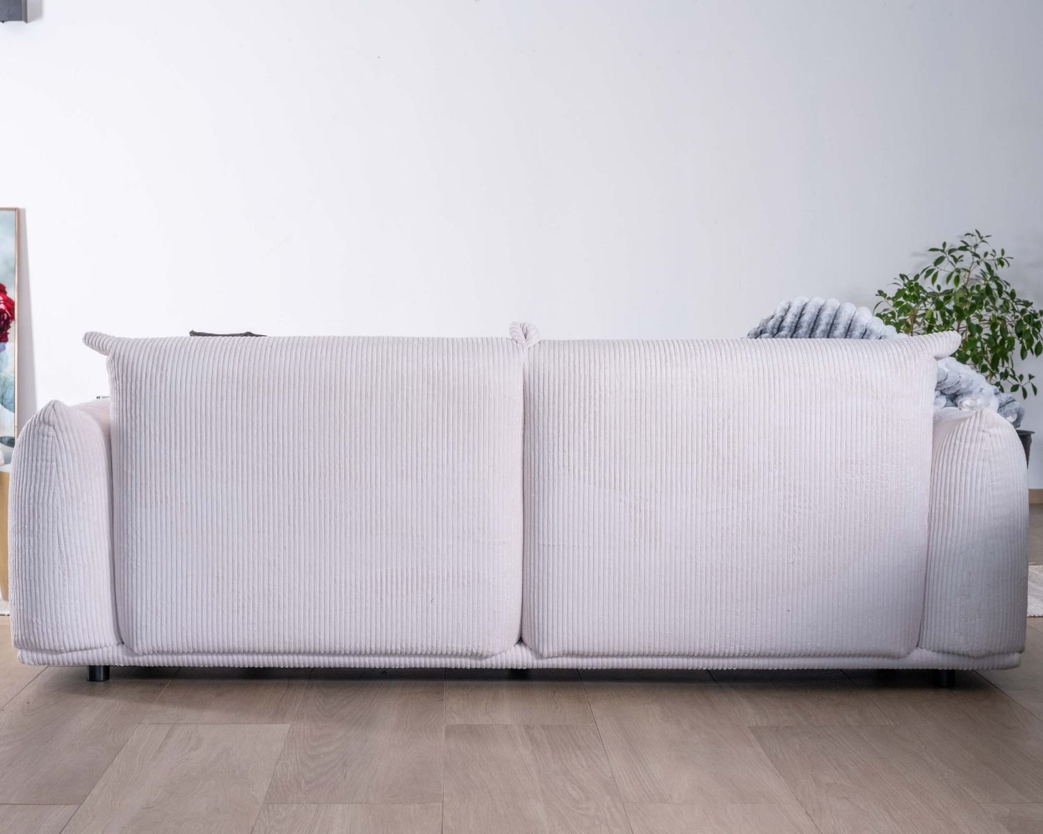 Canapé rétro 3 places en velours blanc "Moon"