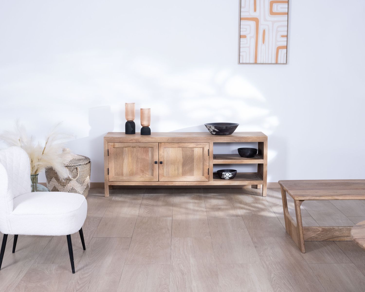 Meuble TV 160 cm en manguier "Maestro" avec double porte