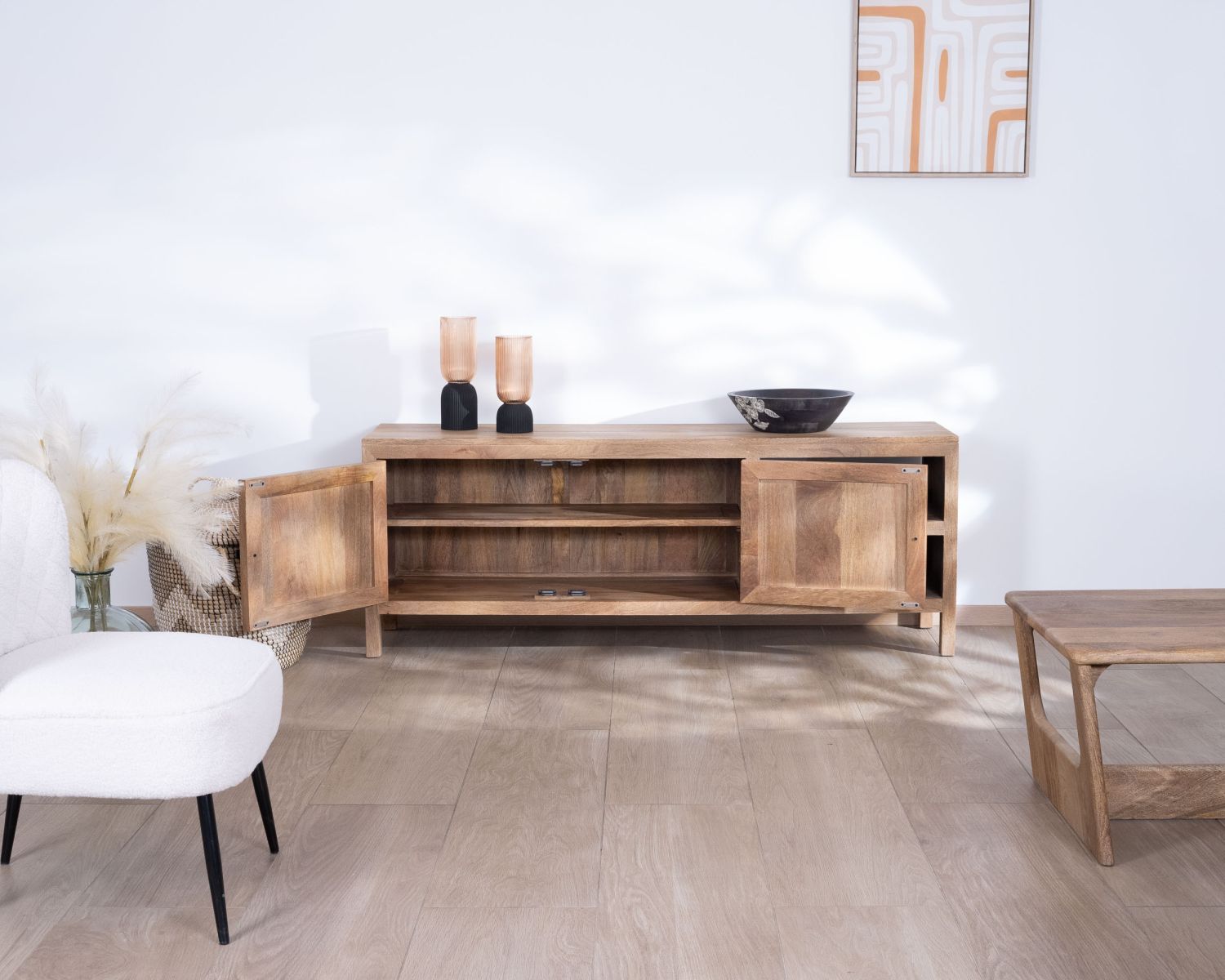 Meuble TV 160 cm en manguier "Maestro" avec double porte