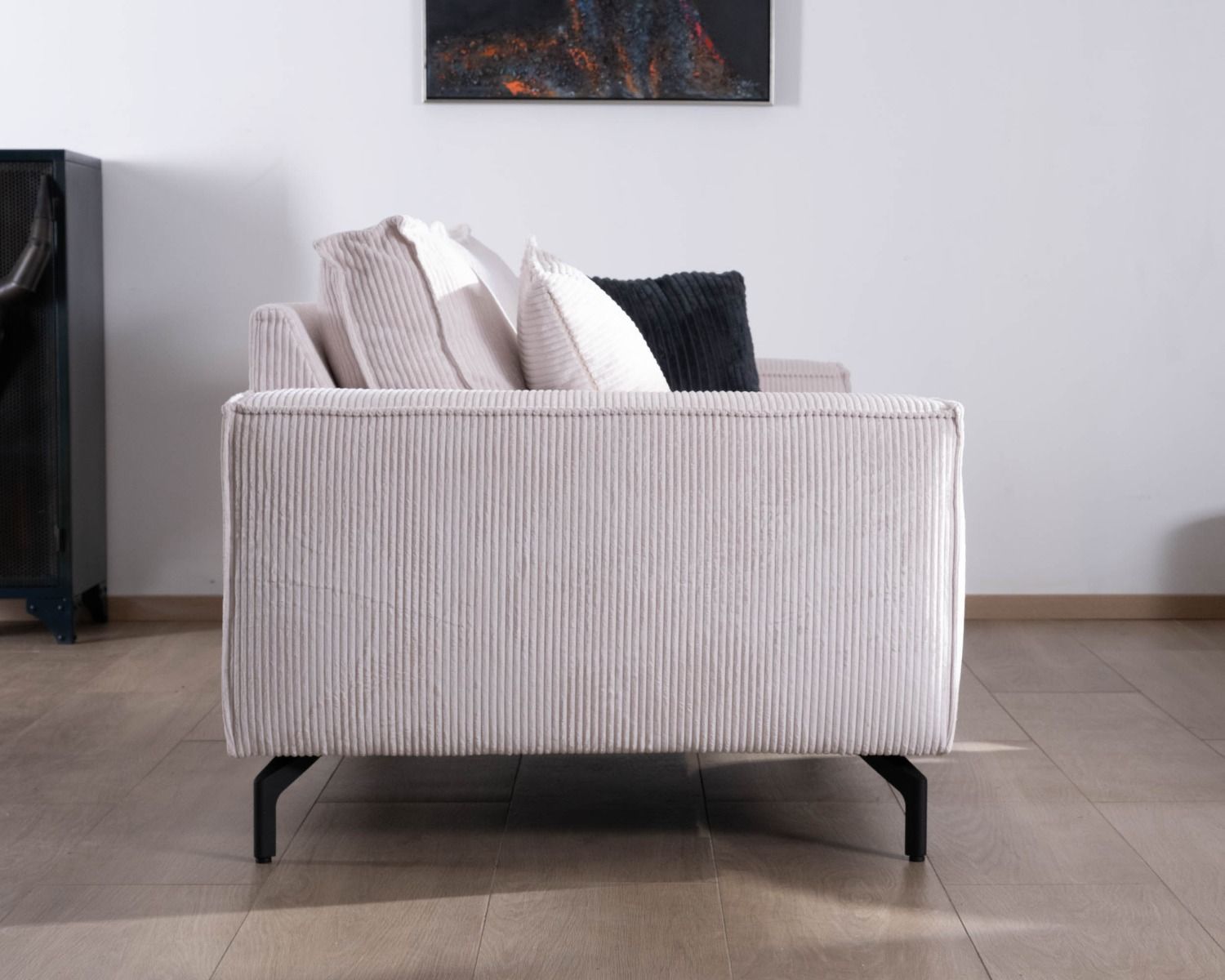 Canapé confort 3 places en velours blanc "Pueblo"