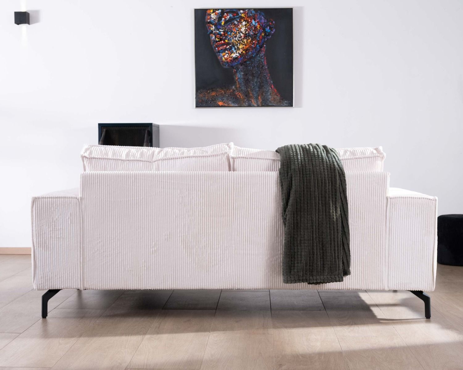 Canapé confort 3 places en velours blanc "Pueblo"