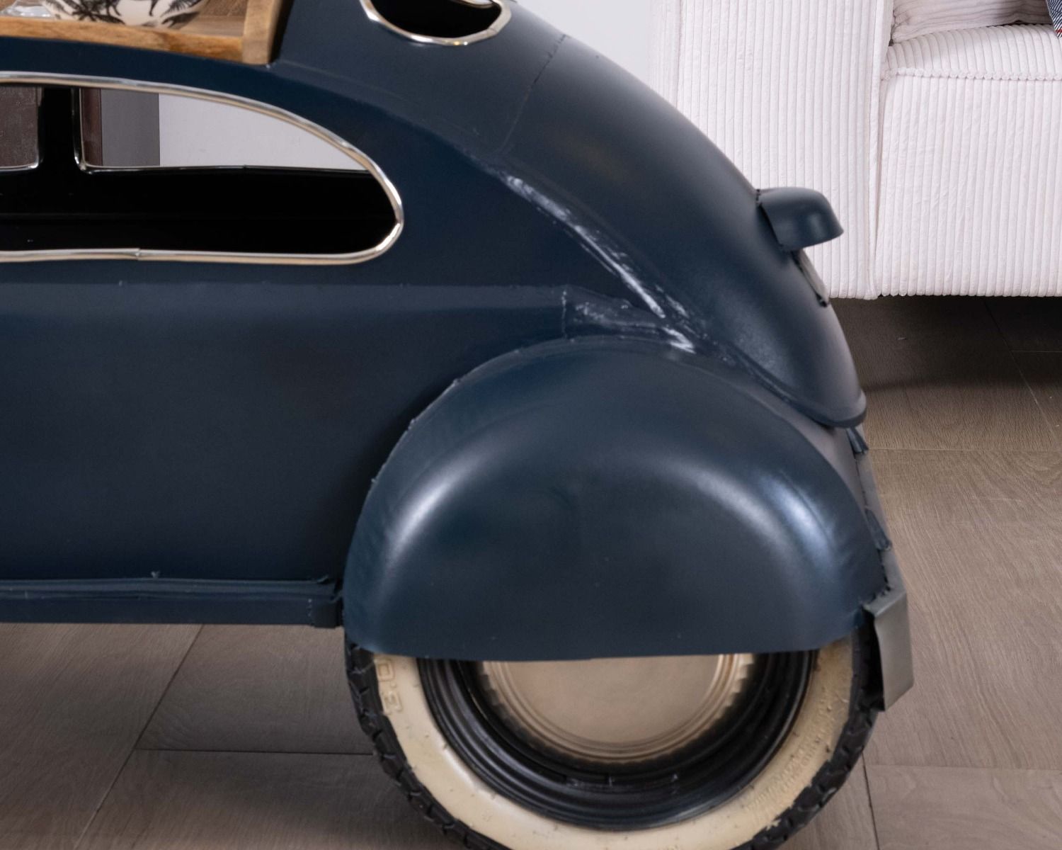 Originale table basse voiture vintage bleu "Crazy"