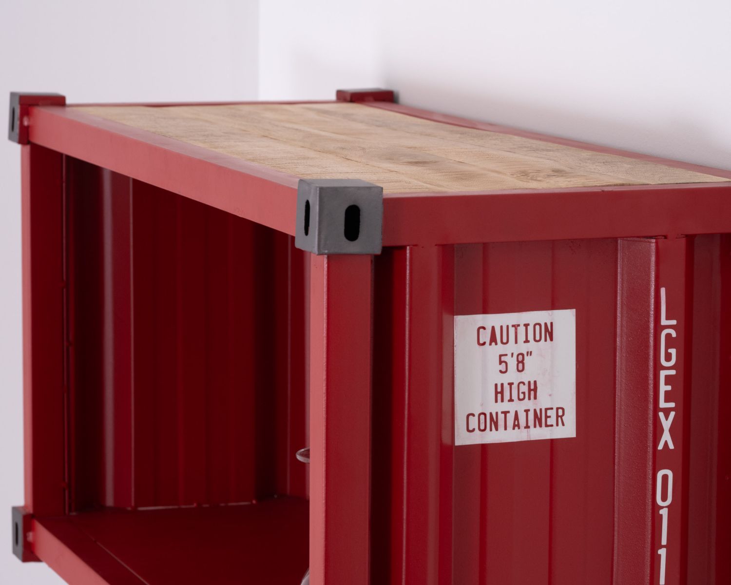 Etagère murale en métal style récup' conteneur rouge "Crazy"