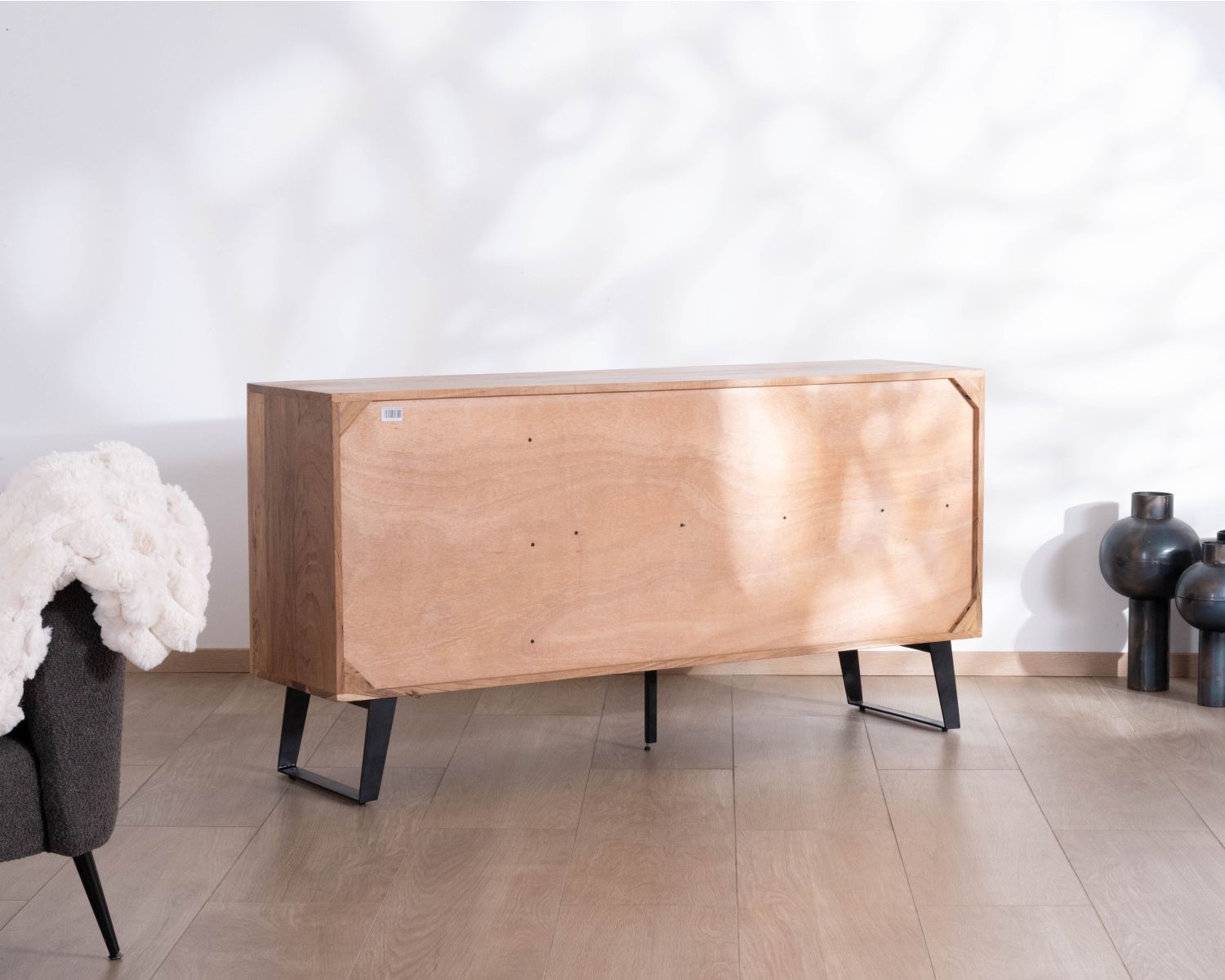 Meuble de rangement bas 160 cm avec tiroirs "Uky" design contemporain esprit rétro