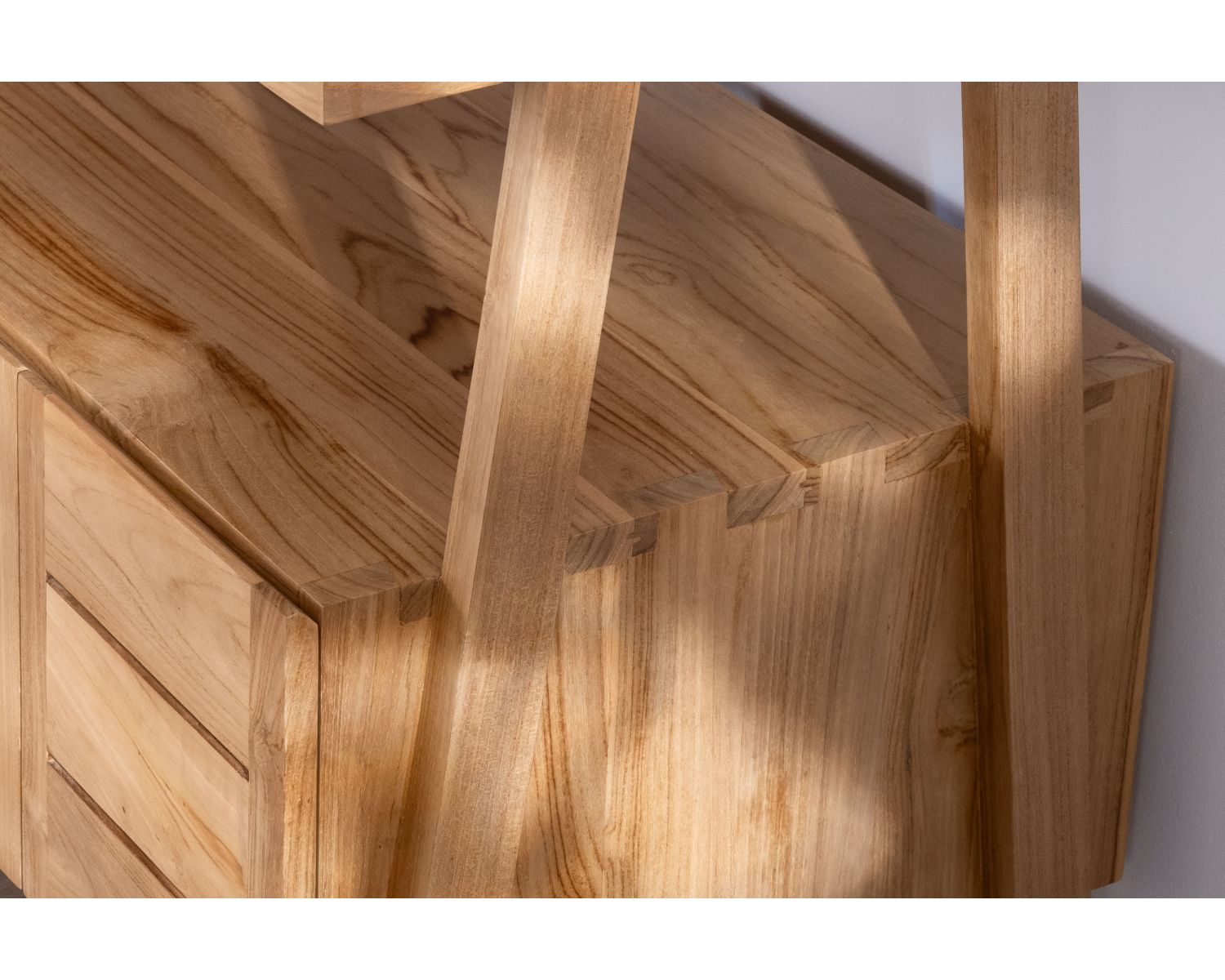 Meuble sous vasque double 140 cm en teck "Beau Matin" design japandi