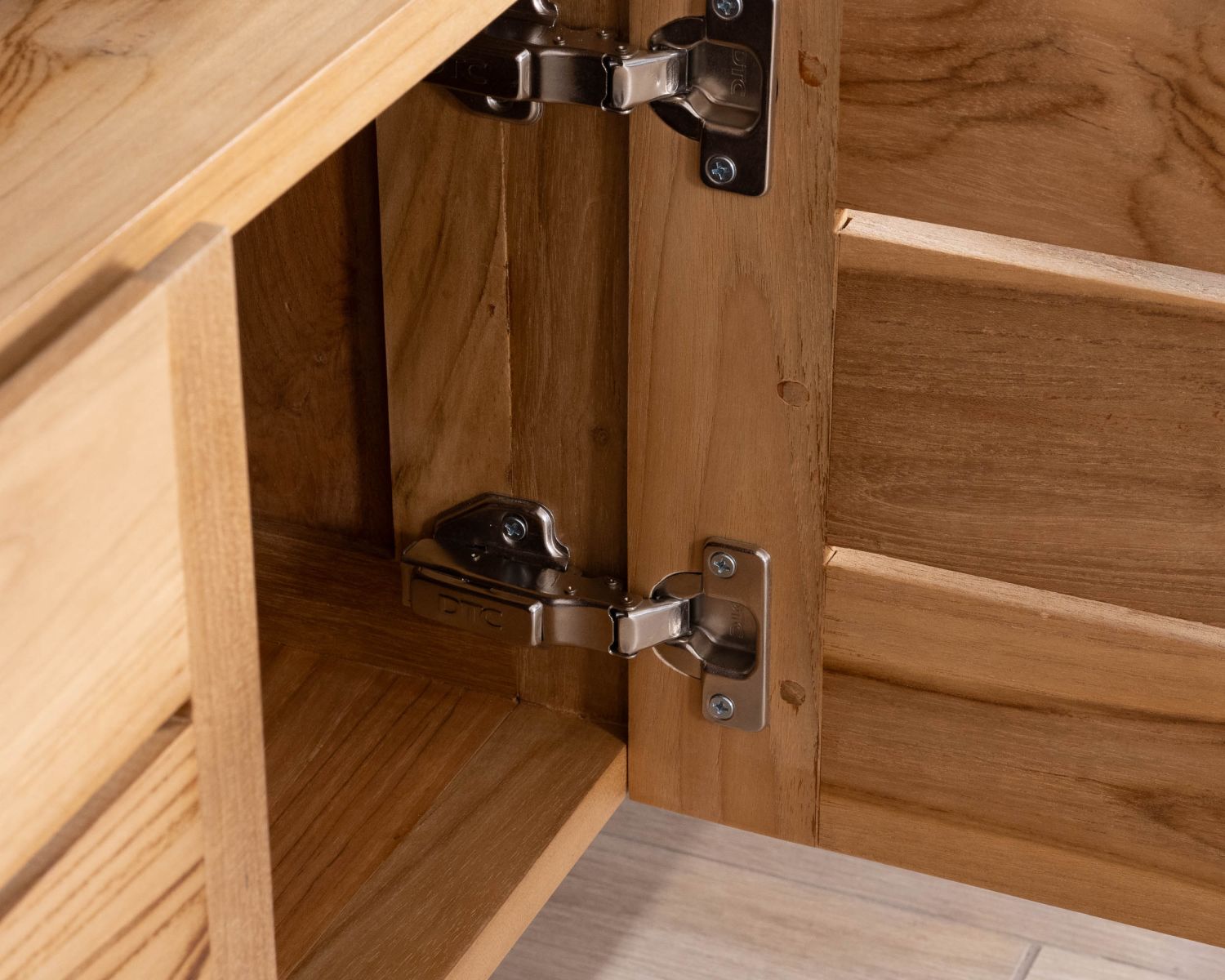 Meuble sous vasque double 140 cm en teck "Beau Matin" design japandi