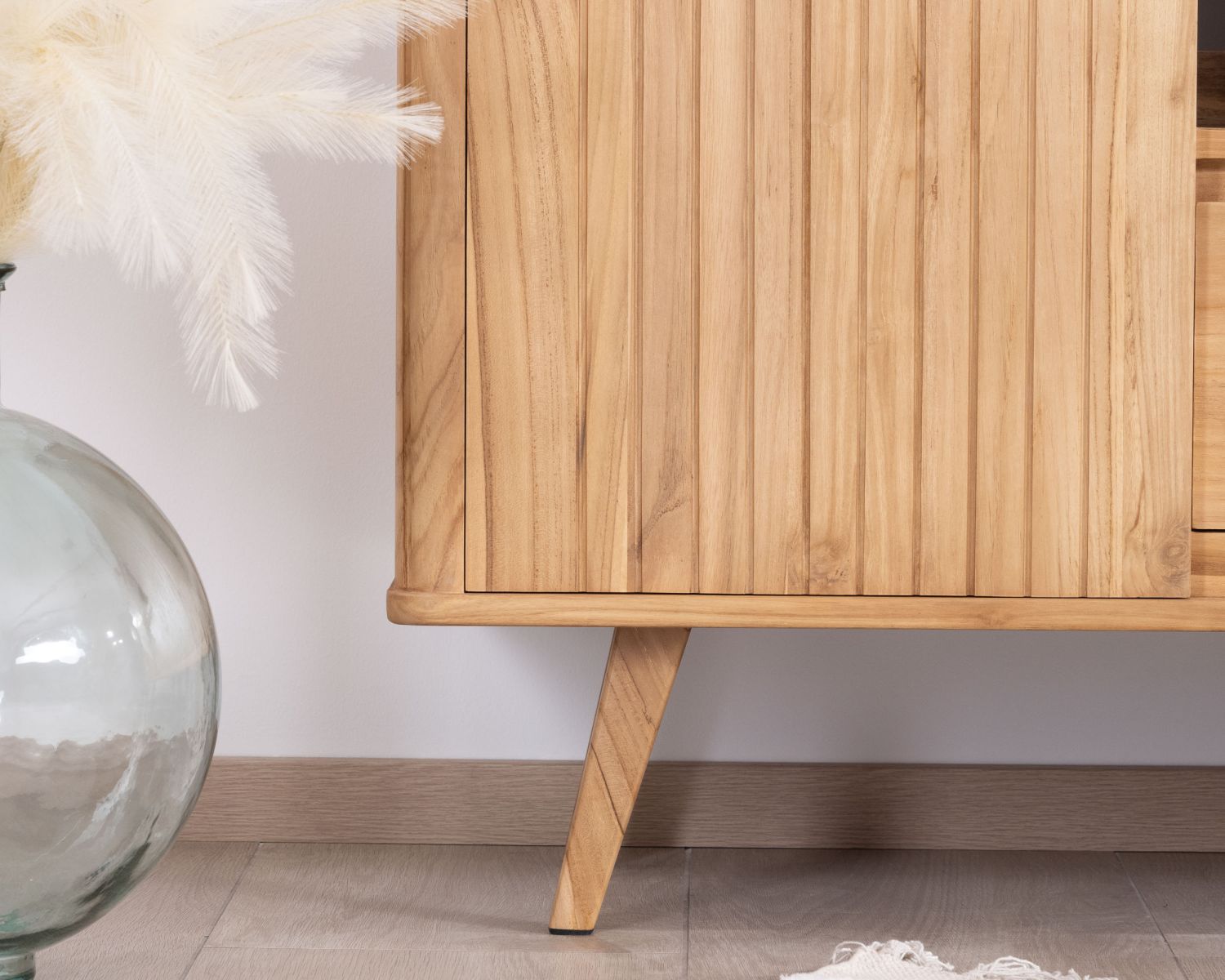 Meuble sous vasque double en teck design rétro "Aloha" 140 cm