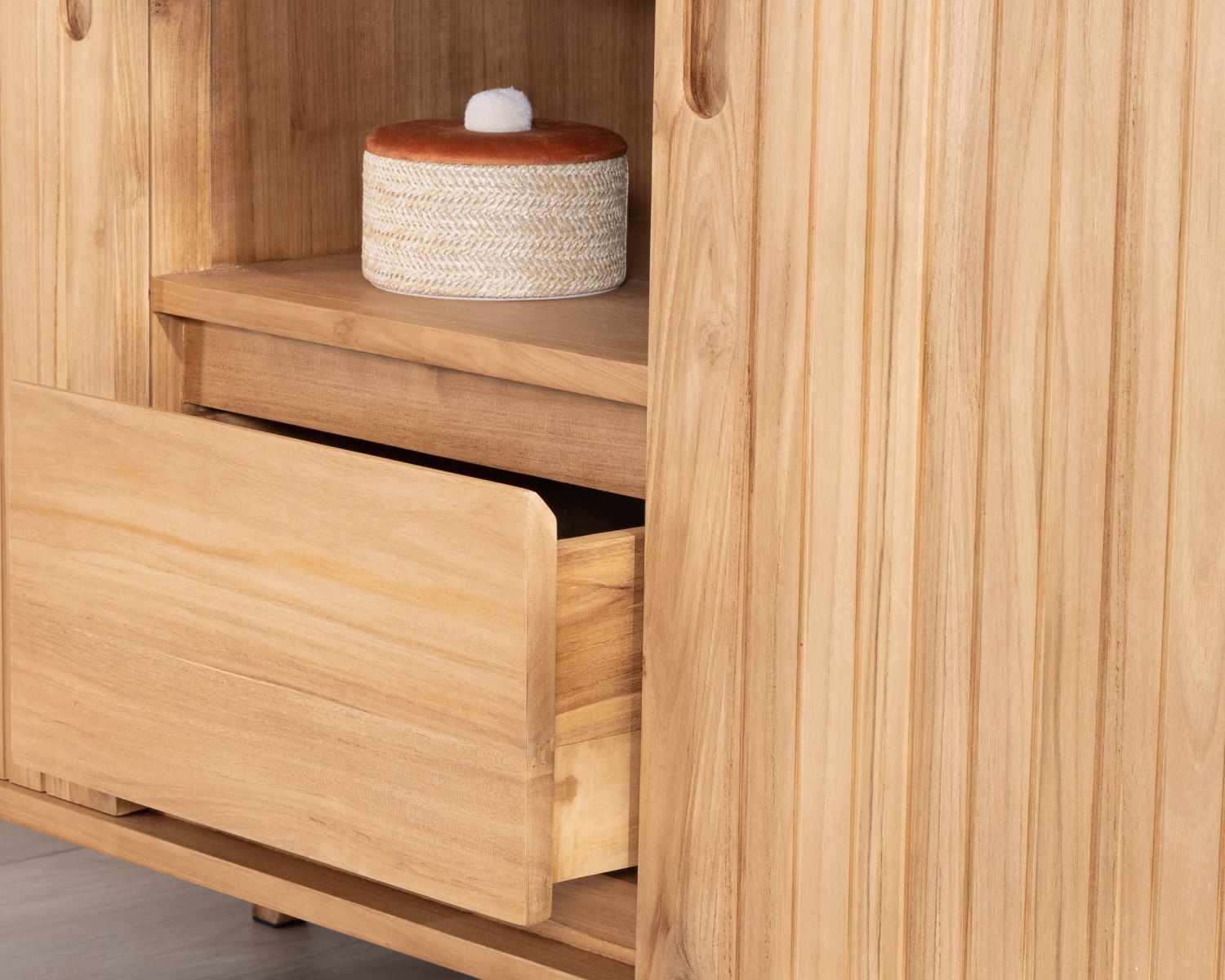 Meuble sous vasque double en teck design rétro "Aloha" 140 cm