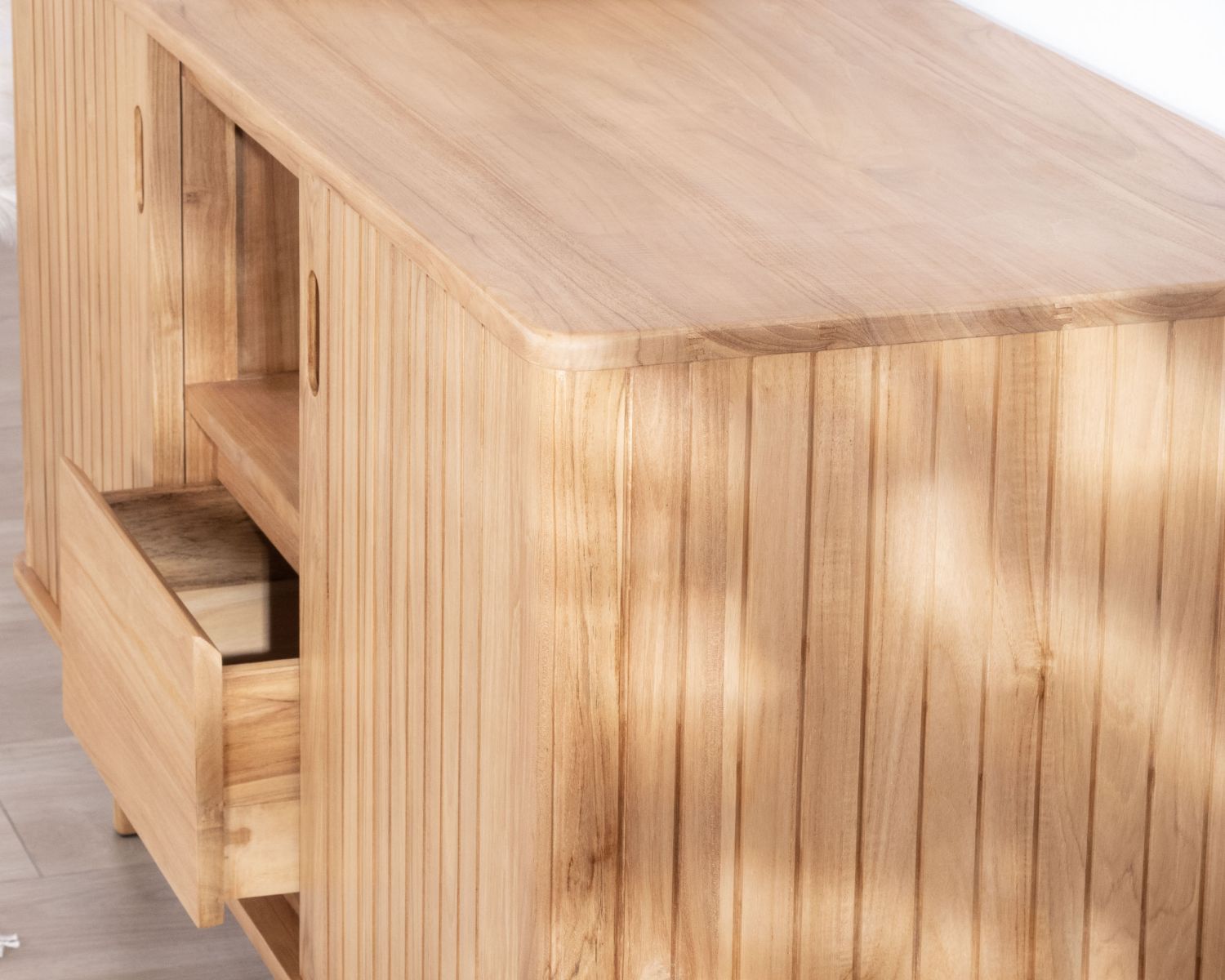 Meuble sous vasque double en teck design rétro "Aloha" 140 cm