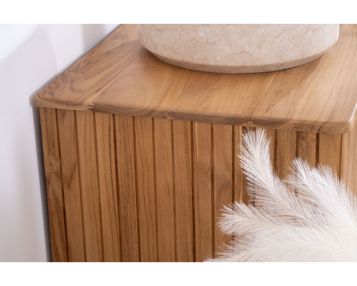 Meuble sous vasque double en teck design rétro "Aloha" 140 cm