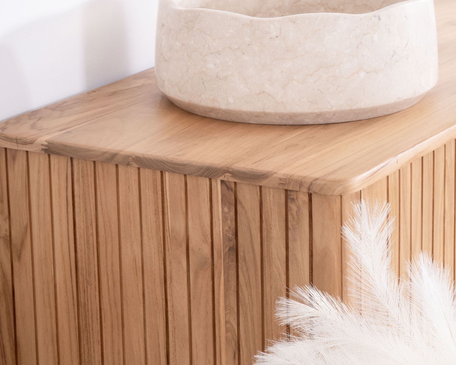 Meuble sous vasque double en teck design rétro "Aloha" 140 cm