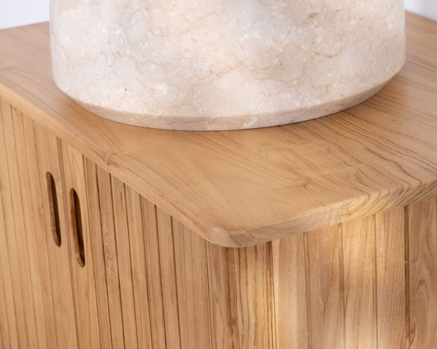 Meuble sous vasque simple design rétro en teck "Aloha" 80 cm