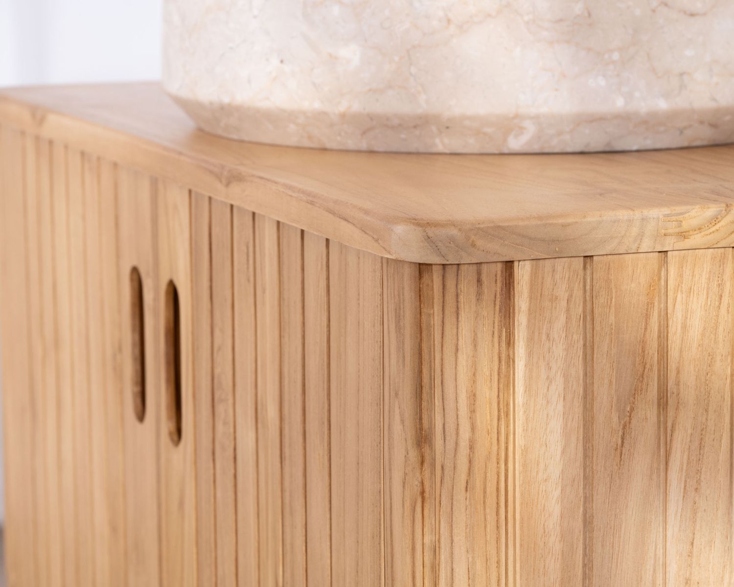 Meuble sous vasque simple design rétro en teck "Aloha" 80 cm