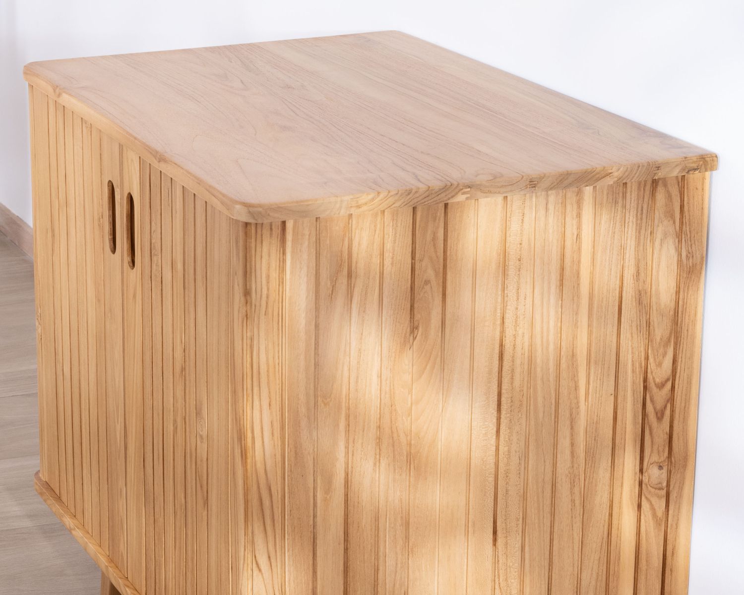 Meuble sous vasque simple design rétro en teck "Aloha" 80 cm