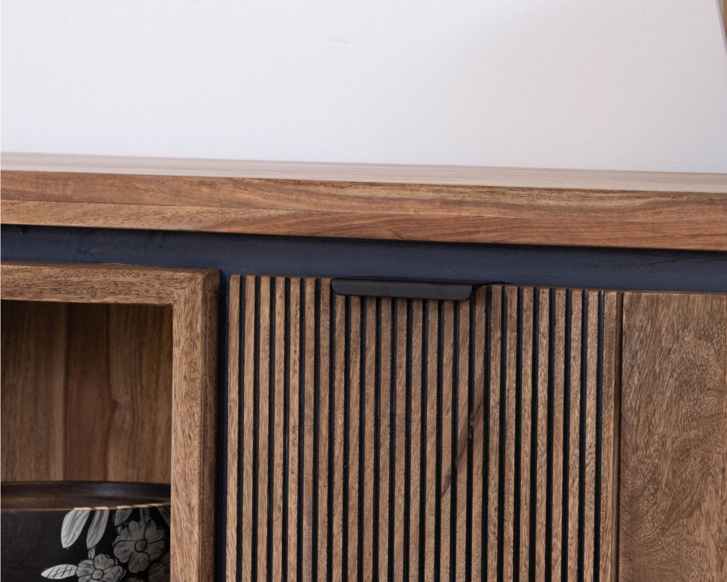 Meuble télé 175 en palissandre et acacia avec éclairage LED "Enoa"