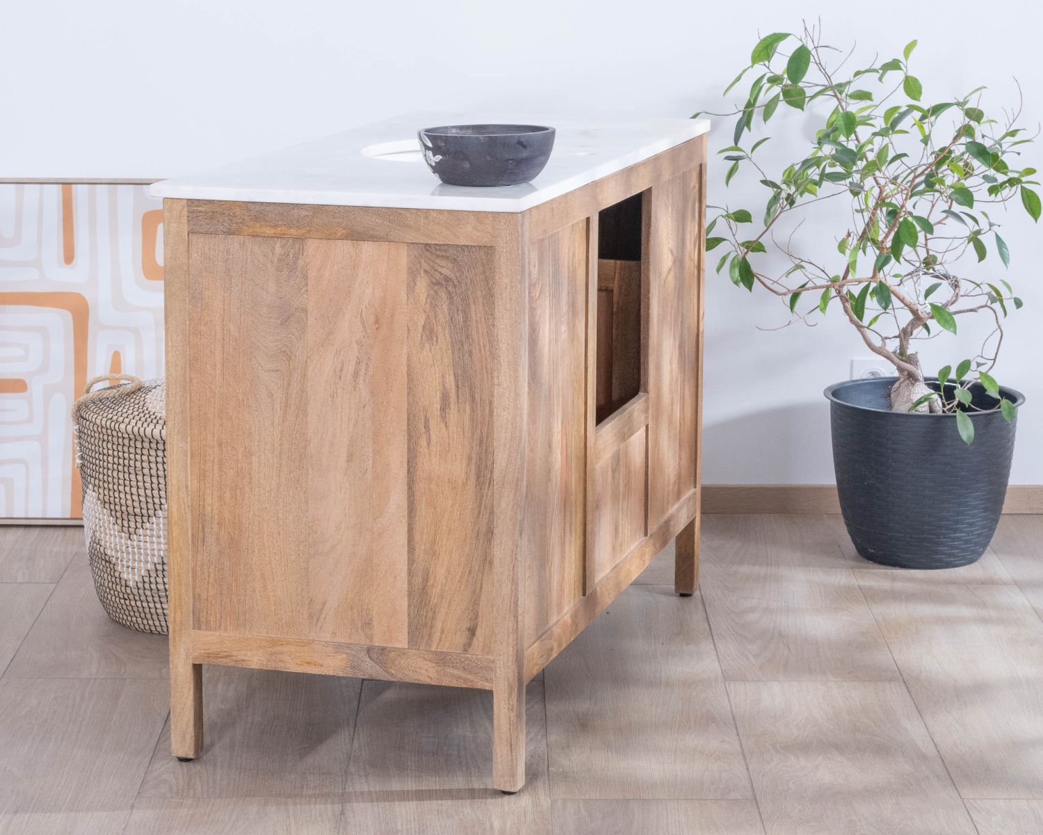 Meuble de salle de bain simple vasque 120 cm "Maestro" en manguier