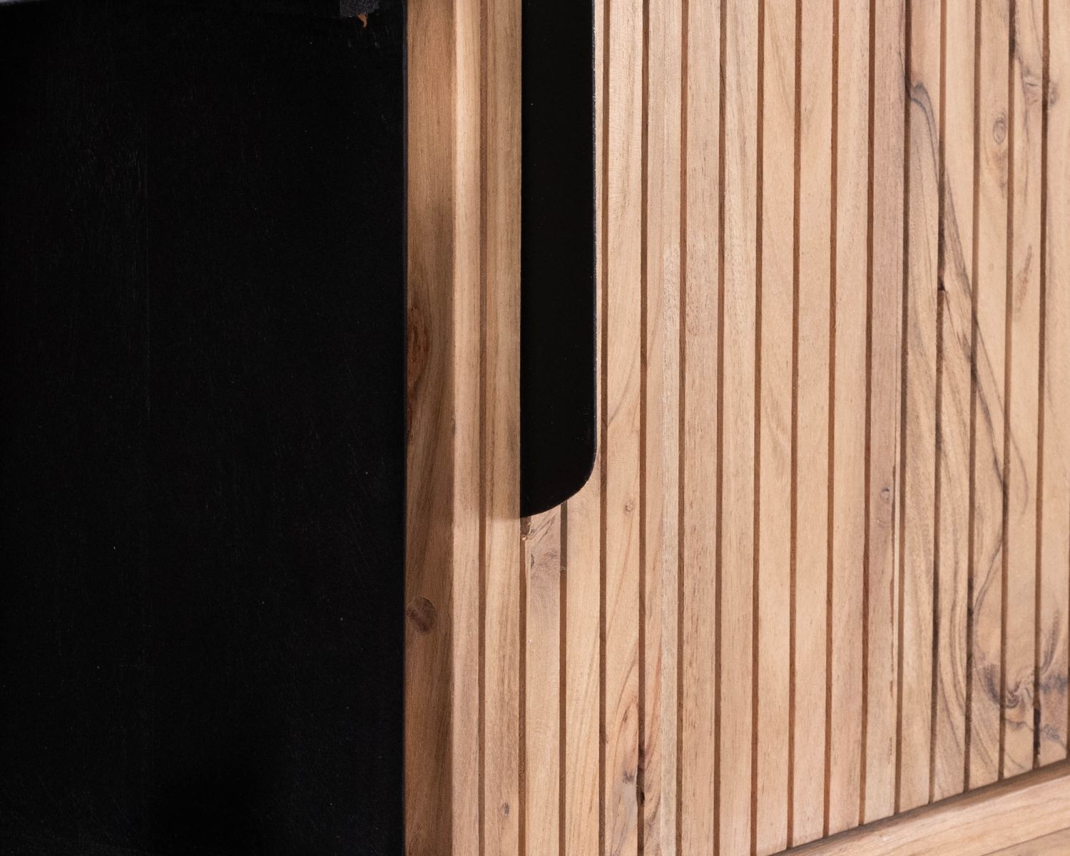 Meuble haut multi-rangement design rétro "Bopee" acacia avec éclairage LED