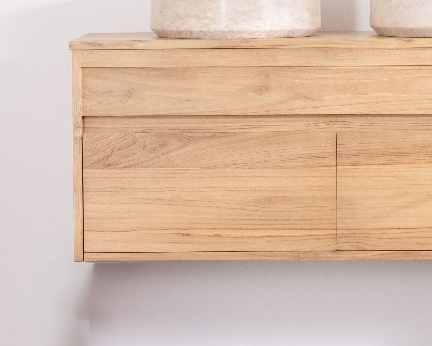 Meuble sous vasque suspendu pour double vasque "Bowdy" 120 cm en teck massif