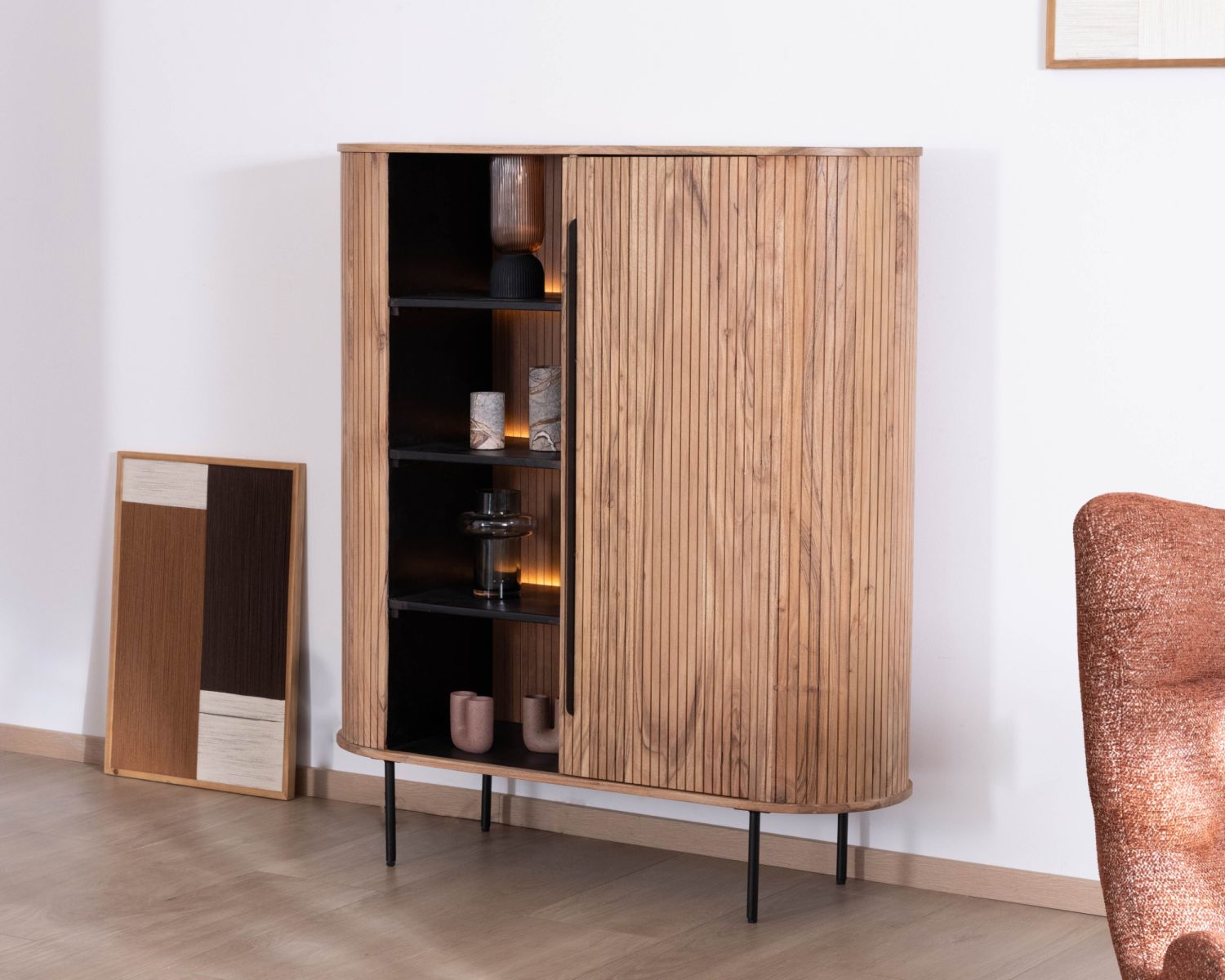 Meuble de rangement design rétro "Bopee" étagères avec éclairage LED