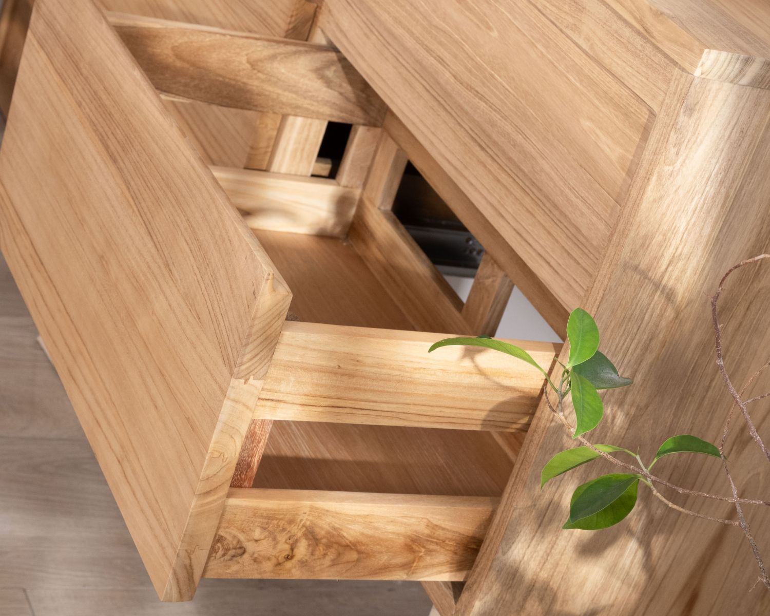 Meuble sous vasque suspendu pour double vasque "Bowdy" 120 cm en teck massif