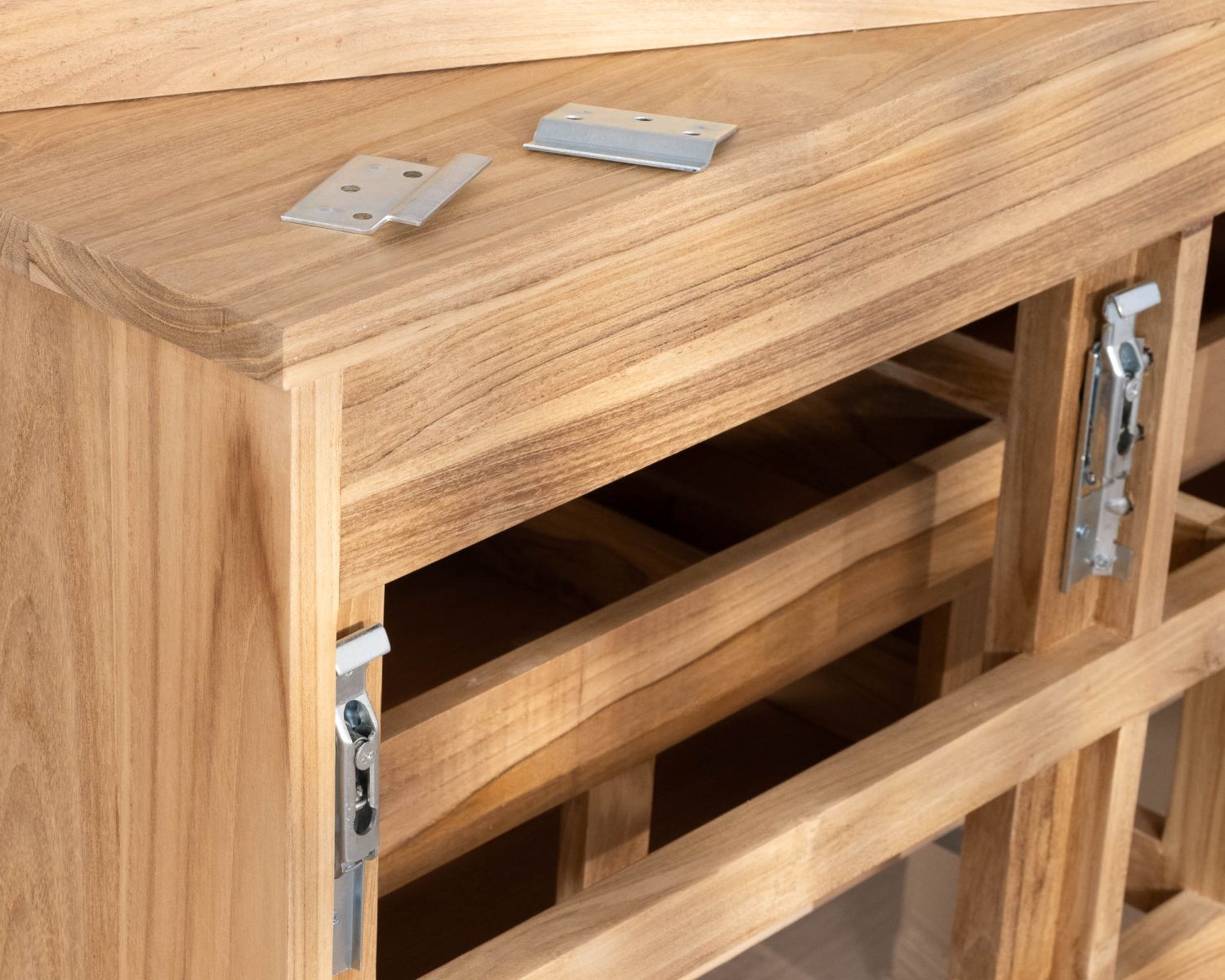 Meuble sous vasque suspendu pour double vasque "Bowdy" 120 cm en teck massif