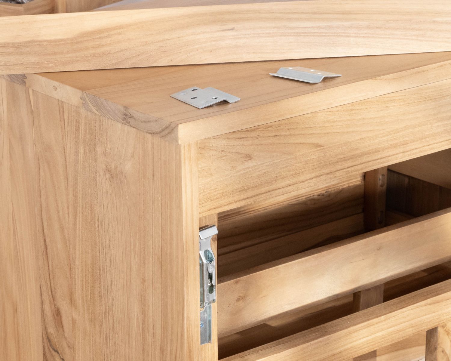 Meuble sous vasque suspendu 80 cm avec 1 tiroir "Bowdy" teck massif