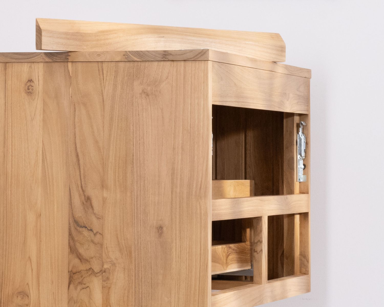 Meuble sous vasque suspendu 80 cm avec 1 tiroir "Bowdy" teck massif