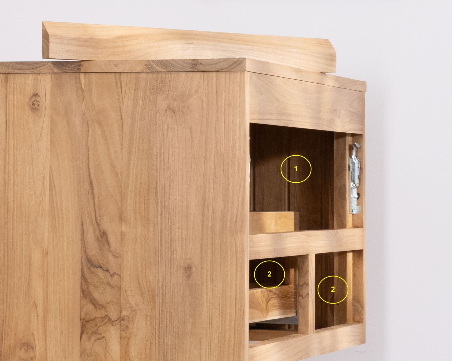 Meuble sous vasque suspendu 80 cm avec 1 tiroir "Bowdy" teck massif