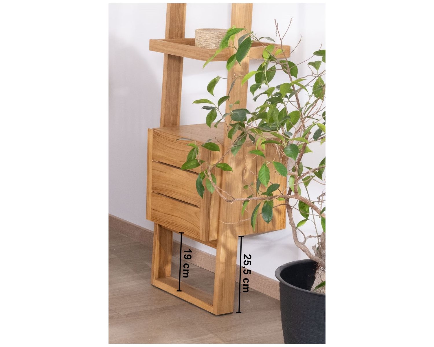 Colonne de salle de bain design japandi en teck "Beau Matin"
