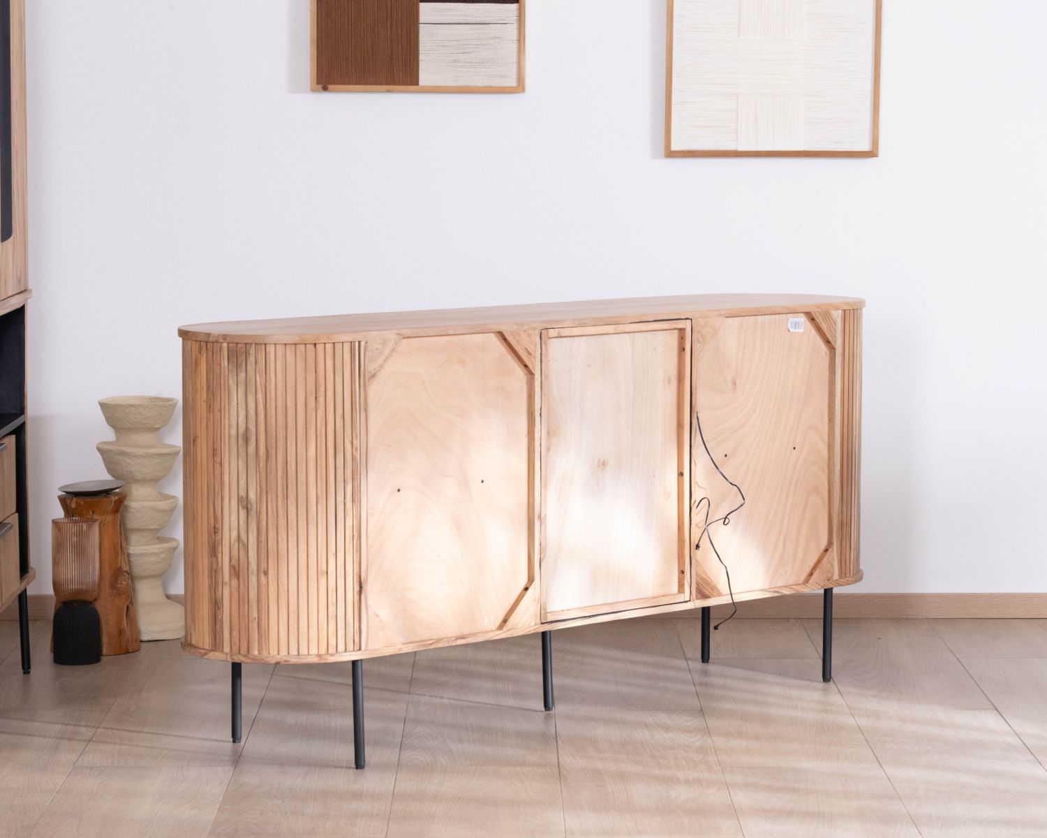 Buffet design rétro avec niches centrales "Bopee" avec éclairage LED