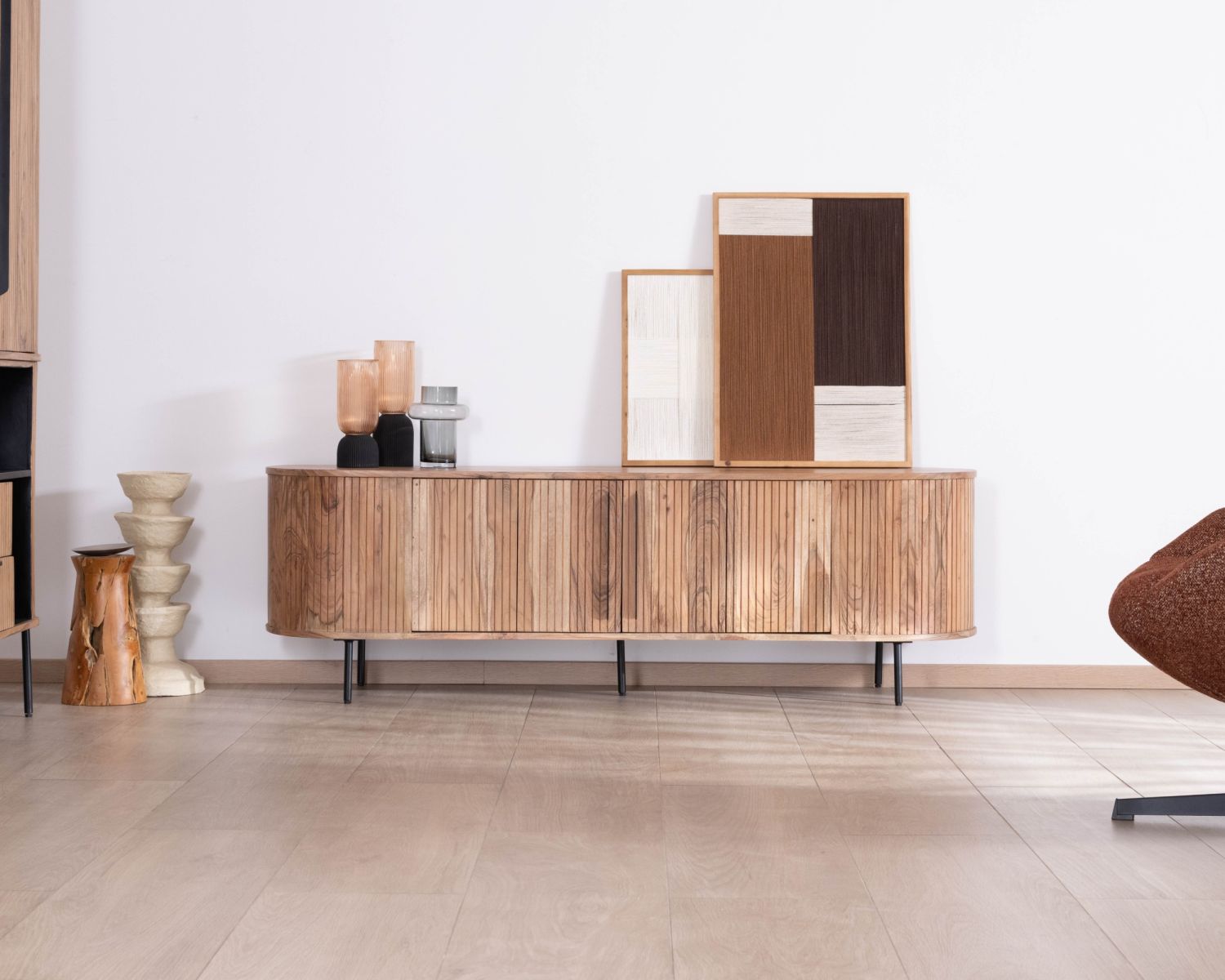 Meuble télé esprit rétro en acacia "Bopee" 175 cm