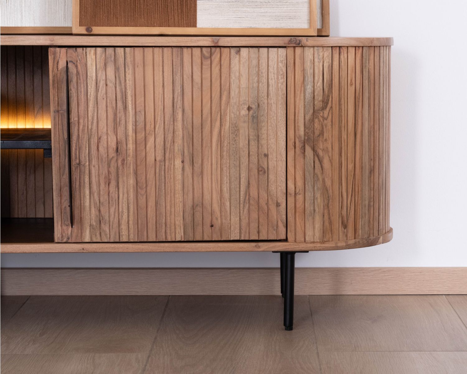 Meuble TV design rétro 175 cm "Bopee" avec éclairage LED