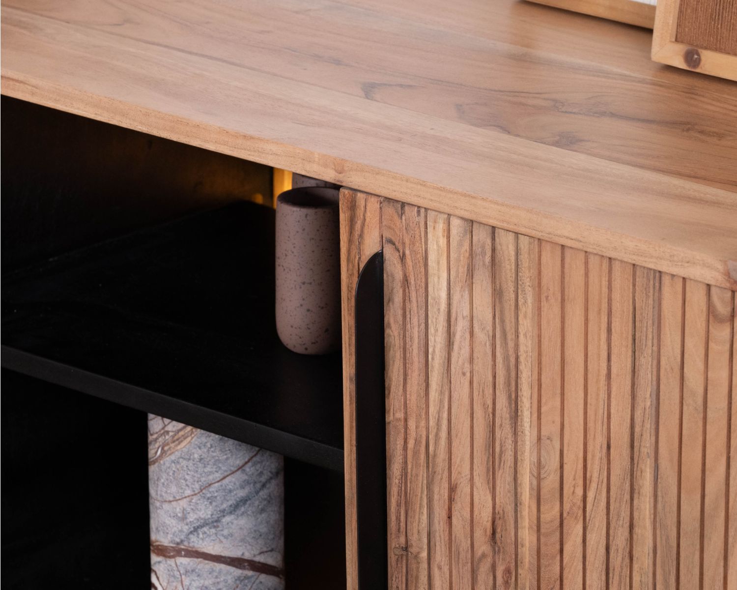 Meuble TV design rétro 175 cm "Bopee" avec éclairage LED