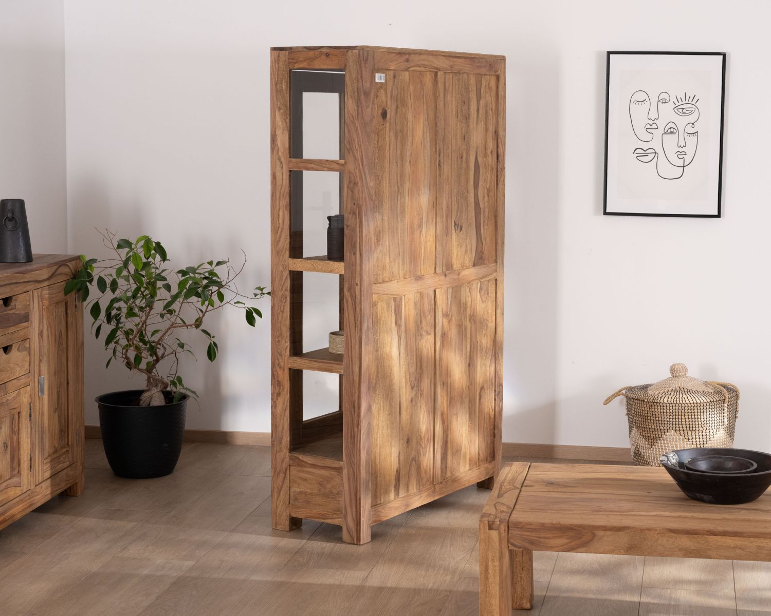 Vaisselier vitré en palissandre "Kalanohé" 4 portes et 2 tiroirs