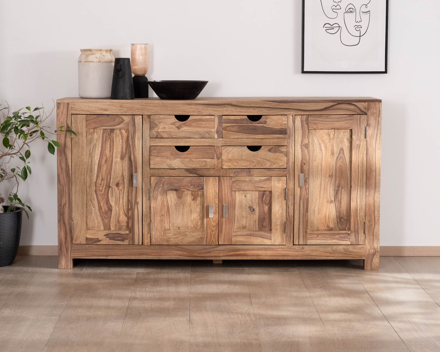 Buffet multi rangement 180 cm en palissandre "Kalanohé"