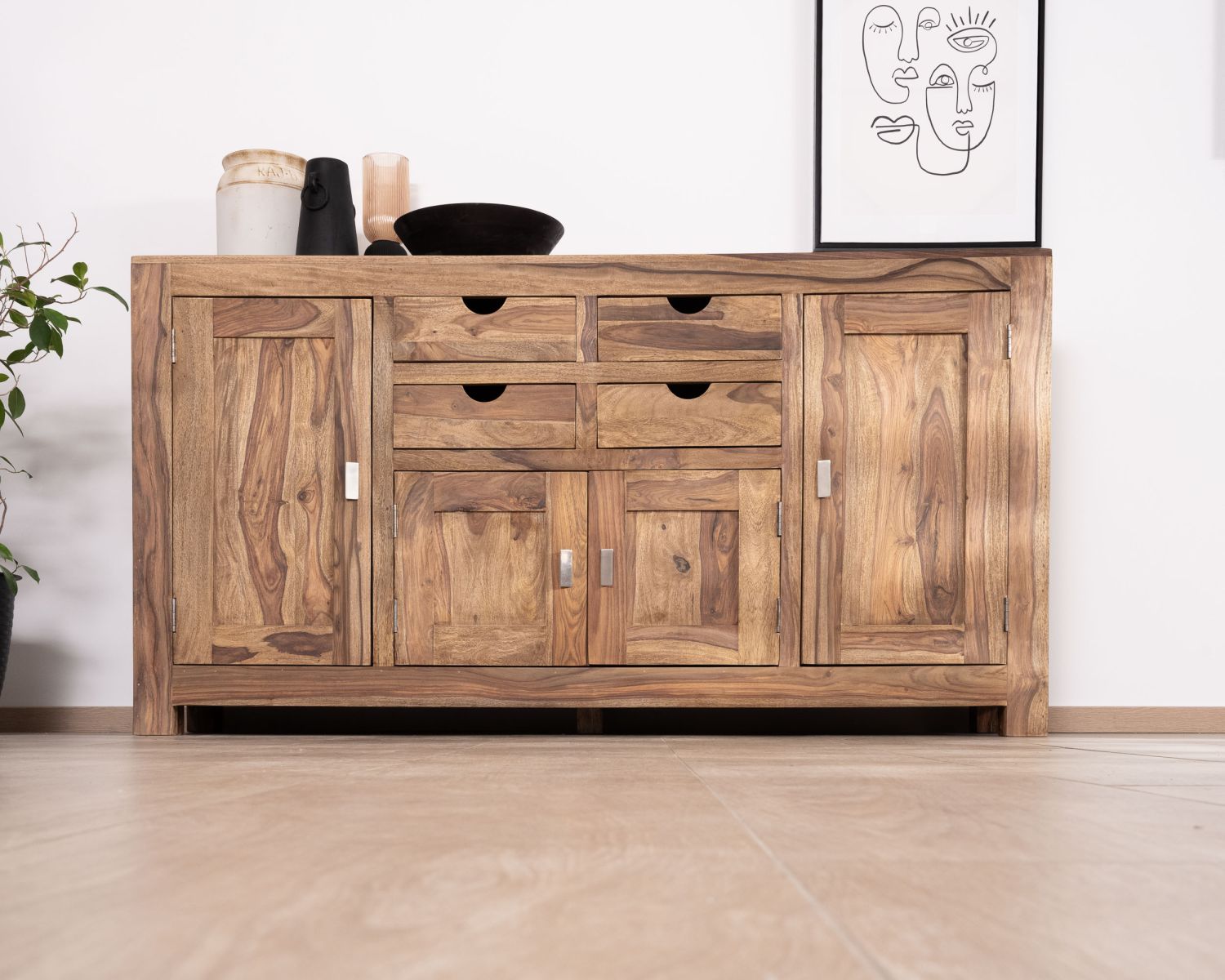 Buffet multi rangement 180 cm en palissandre "Kalanohé"