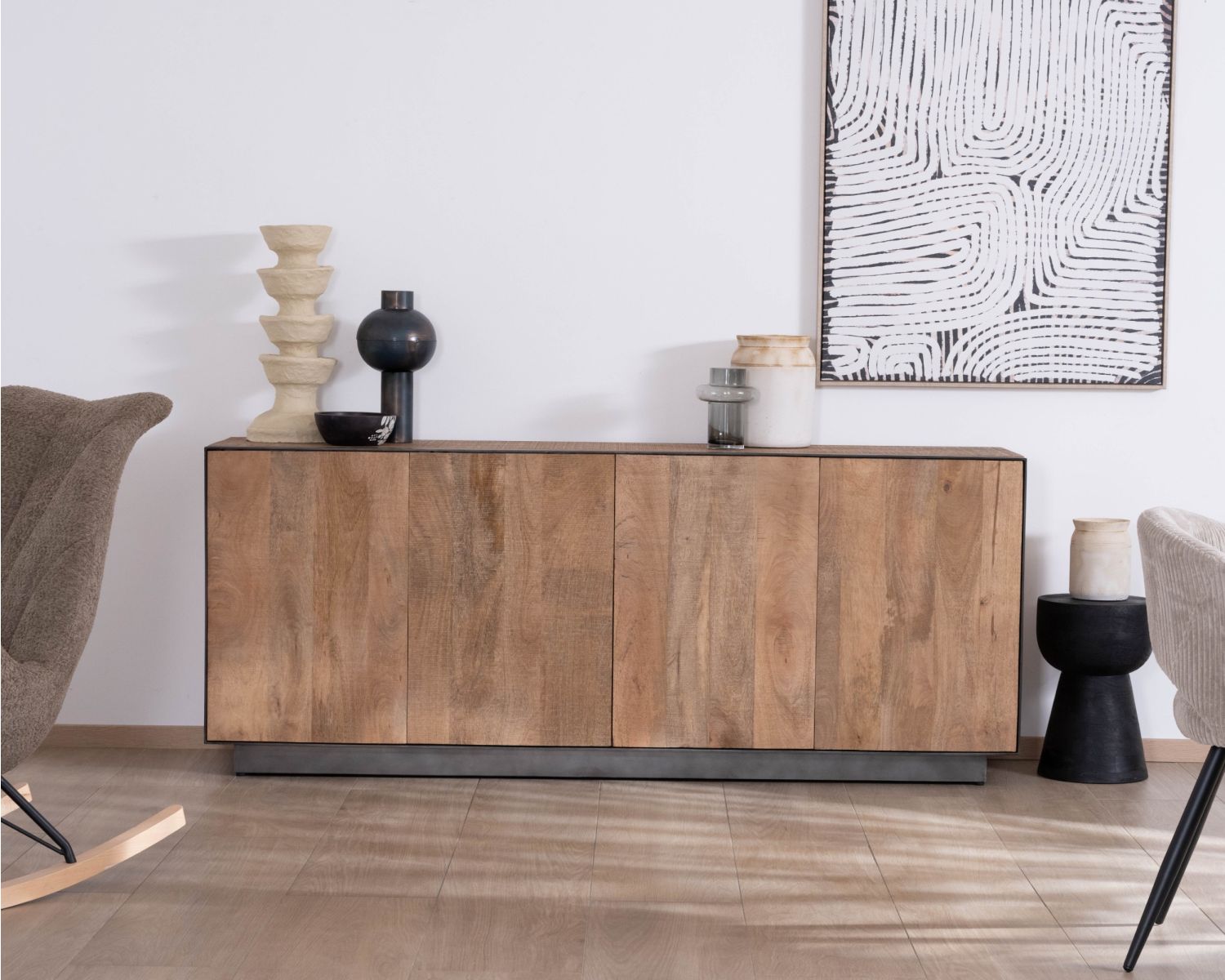 Enfilade style épuré en manguier massif "Santo" 4 portes