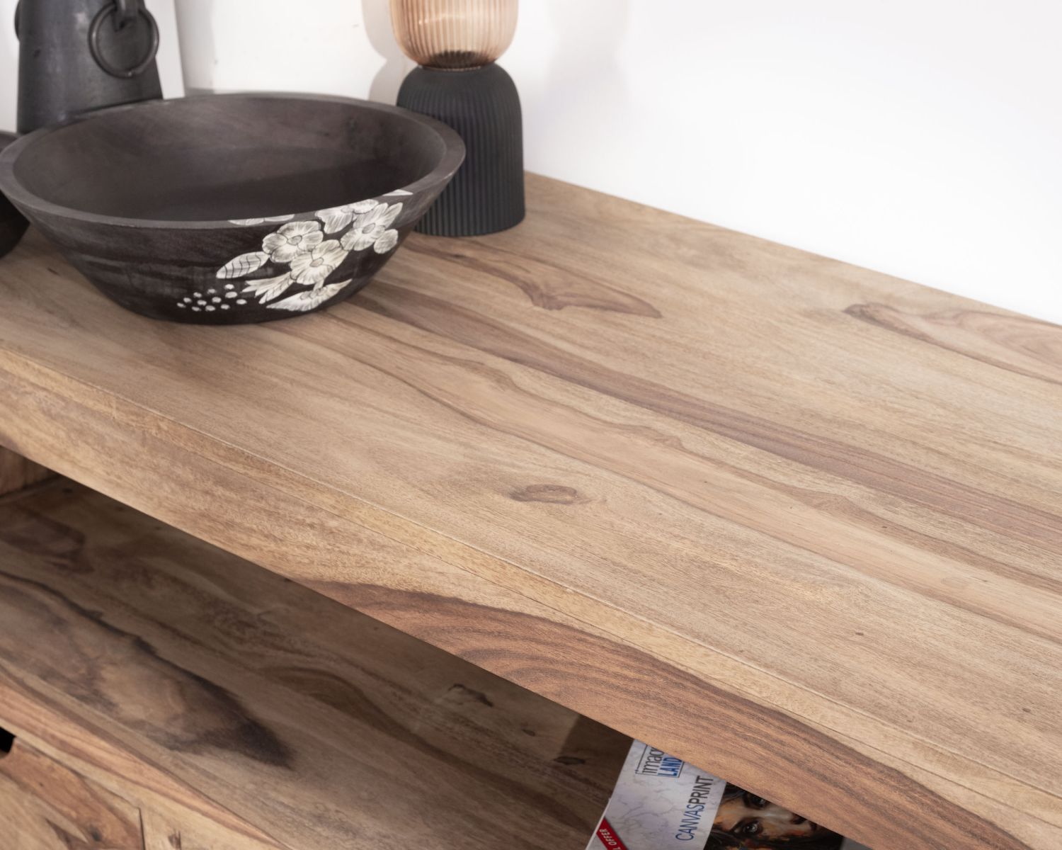 Meuble TV 150 cm en palissandre "Kalanohé" grande niche et 3 tiroirs