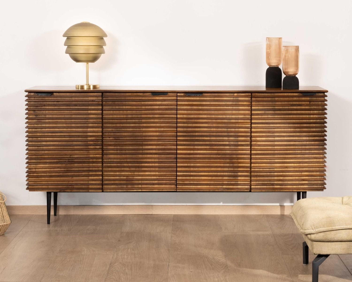 Bahut rétro 4 portes en teck et manguier massif 183cm "Sheffield"