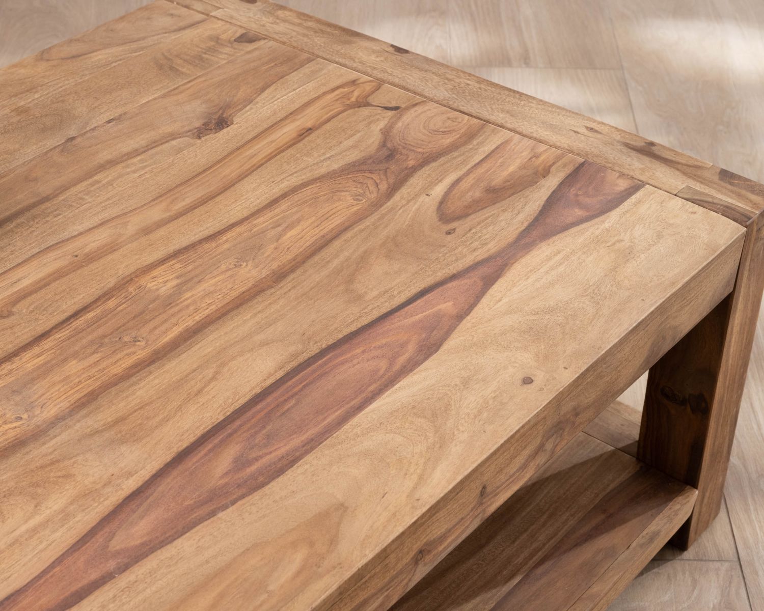 Table basse carrée à double plateau "Kalanohé" en palissandre